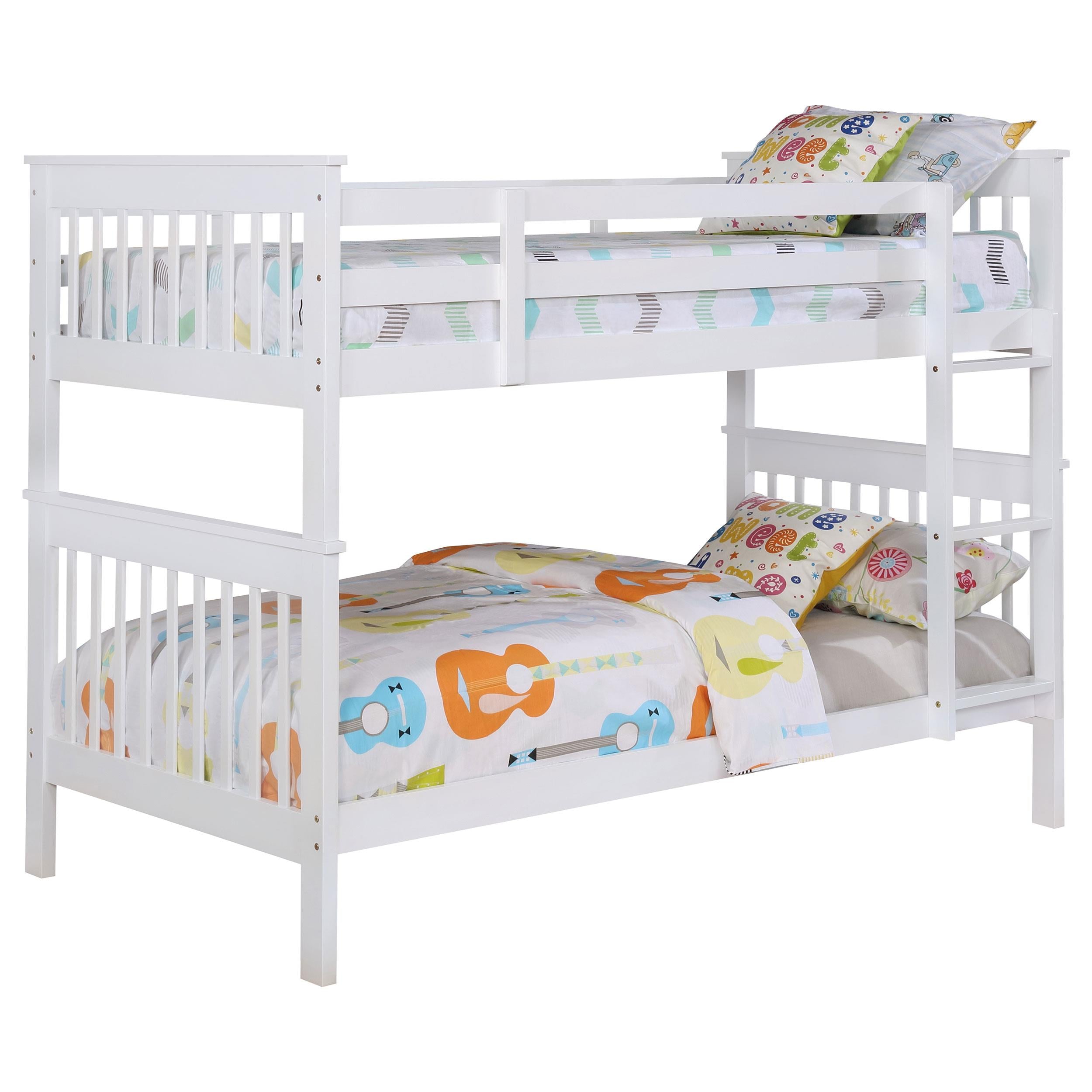  Coaster Furniture Chapman 460244N-SM Wood Twin Over Twin Bunk Bed with Mattress - White IMAGE 2
