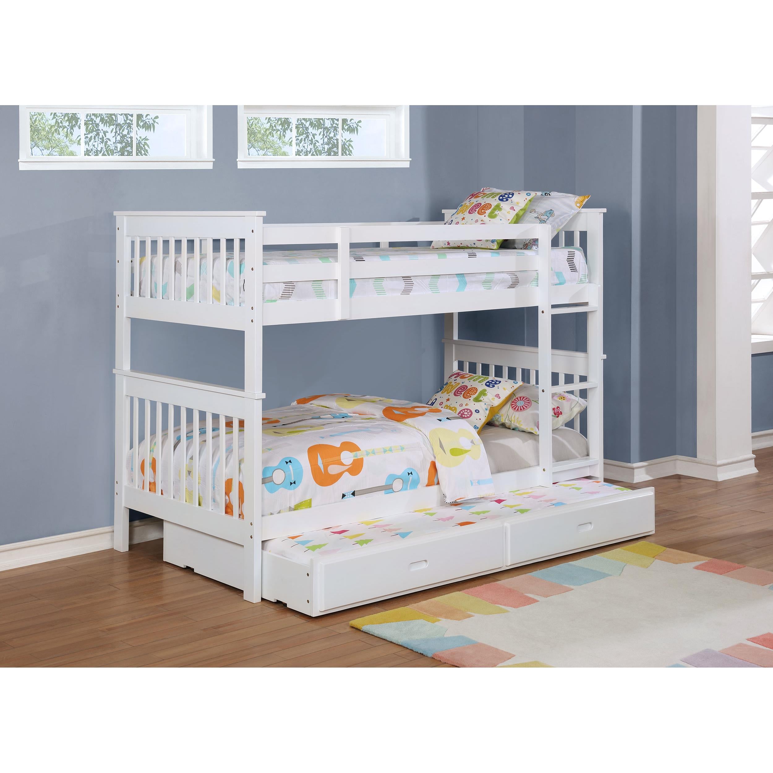  Coaster Furniture Chapman 460244N-SM Wood Twin Over Twin Bunk Bed with Mattress - White IMAGE 3