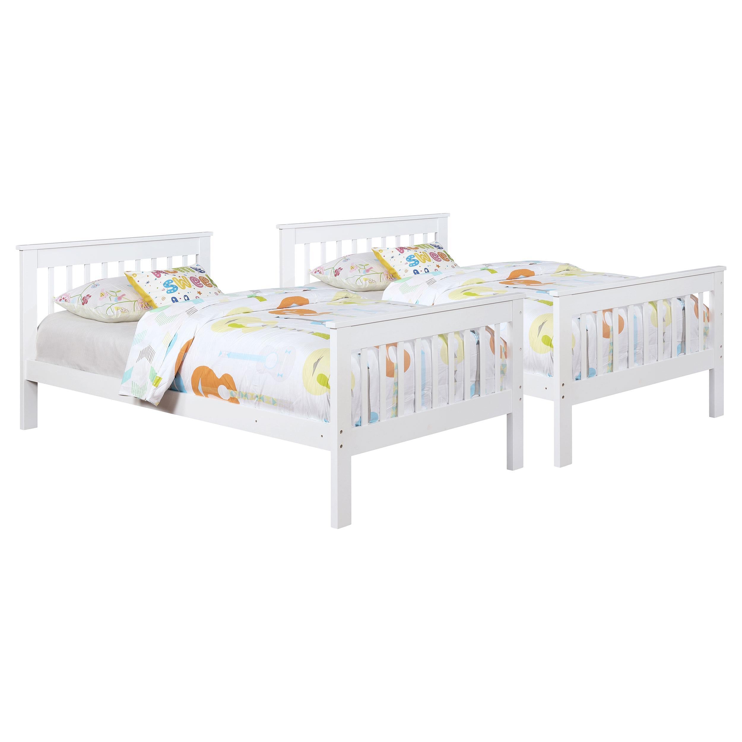  Coaster Furniture Chapman 460244N-SM Wood Twin Over Twin Bunk Bed with Mattress - White IMAGE 5
