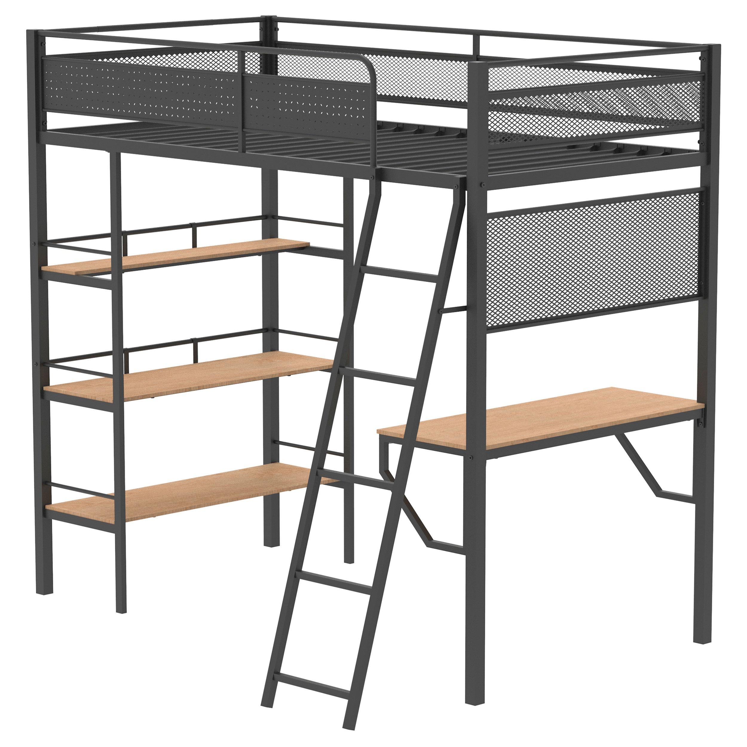  Coaster Furniture Campus 460332BLK 3-shelf Metal Twin Workstation Loft Bed - Matte Black IMAGE 1