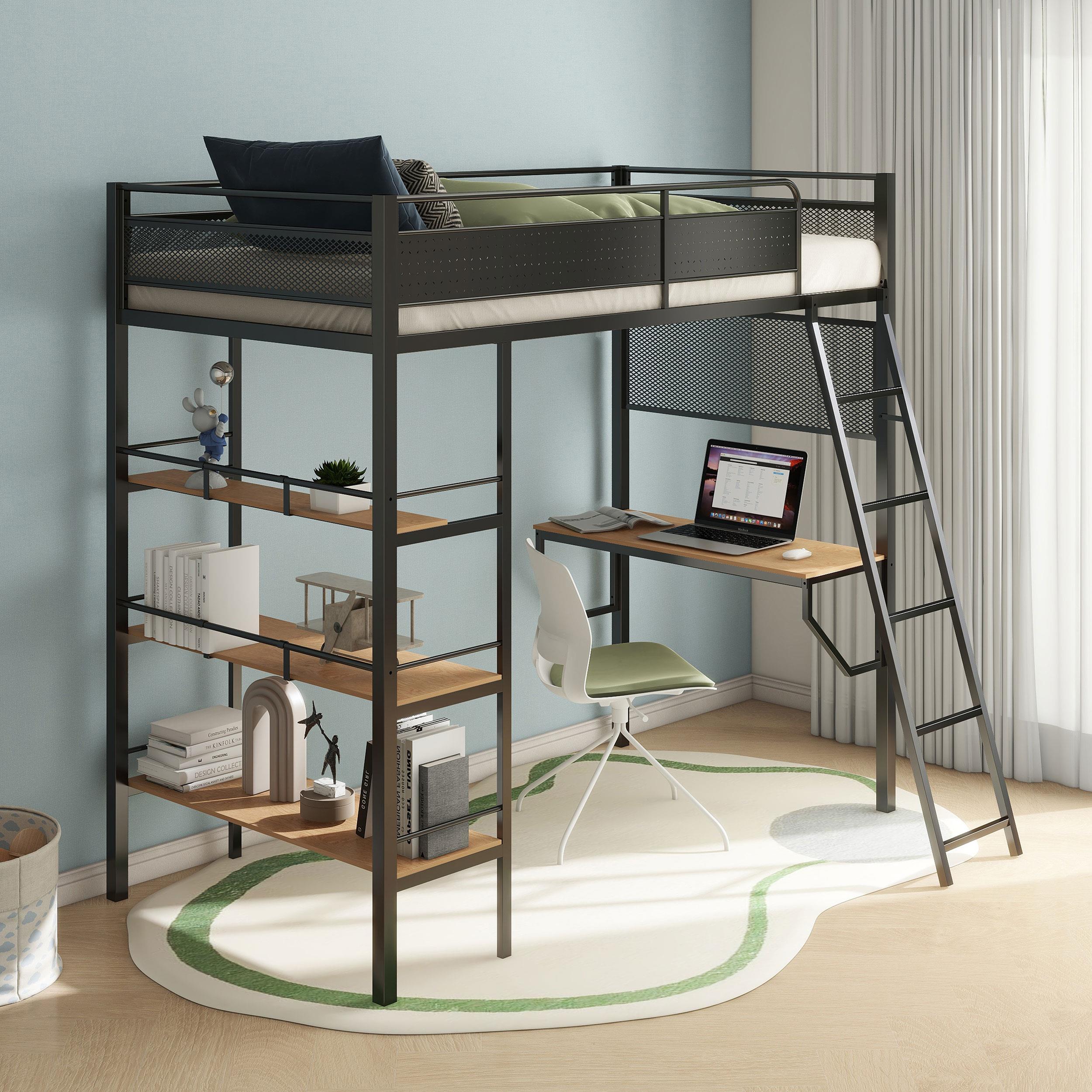  Coaster Furniture Campus 460332BLK 3-shelf Metal Twin Workstation Loft Bed - Matte Black IMAGE 6