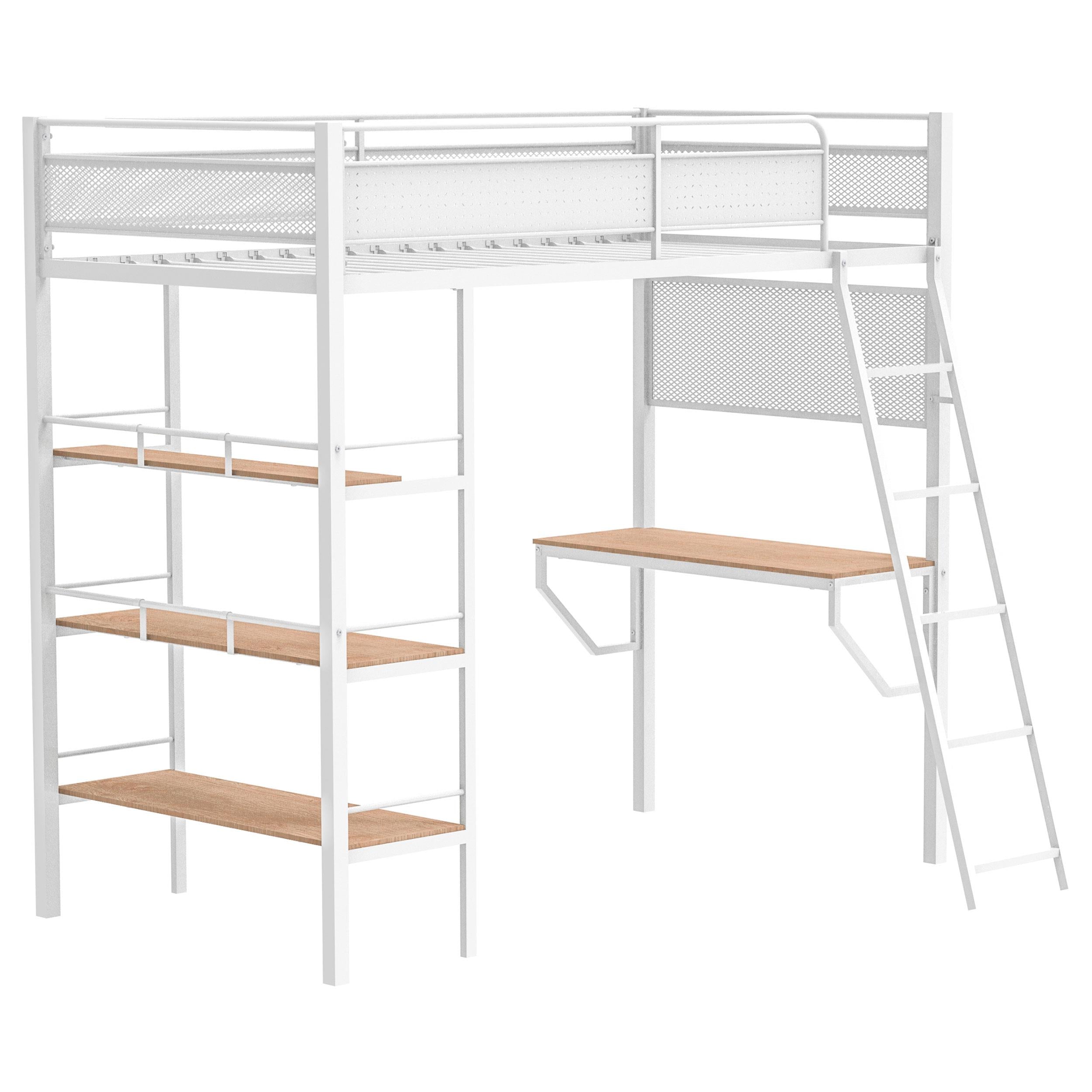  Coaster Furniture Campus 460332WHT 3-shelf Metal Twin Workstation Loft Bed - Matte White IMAGE 1