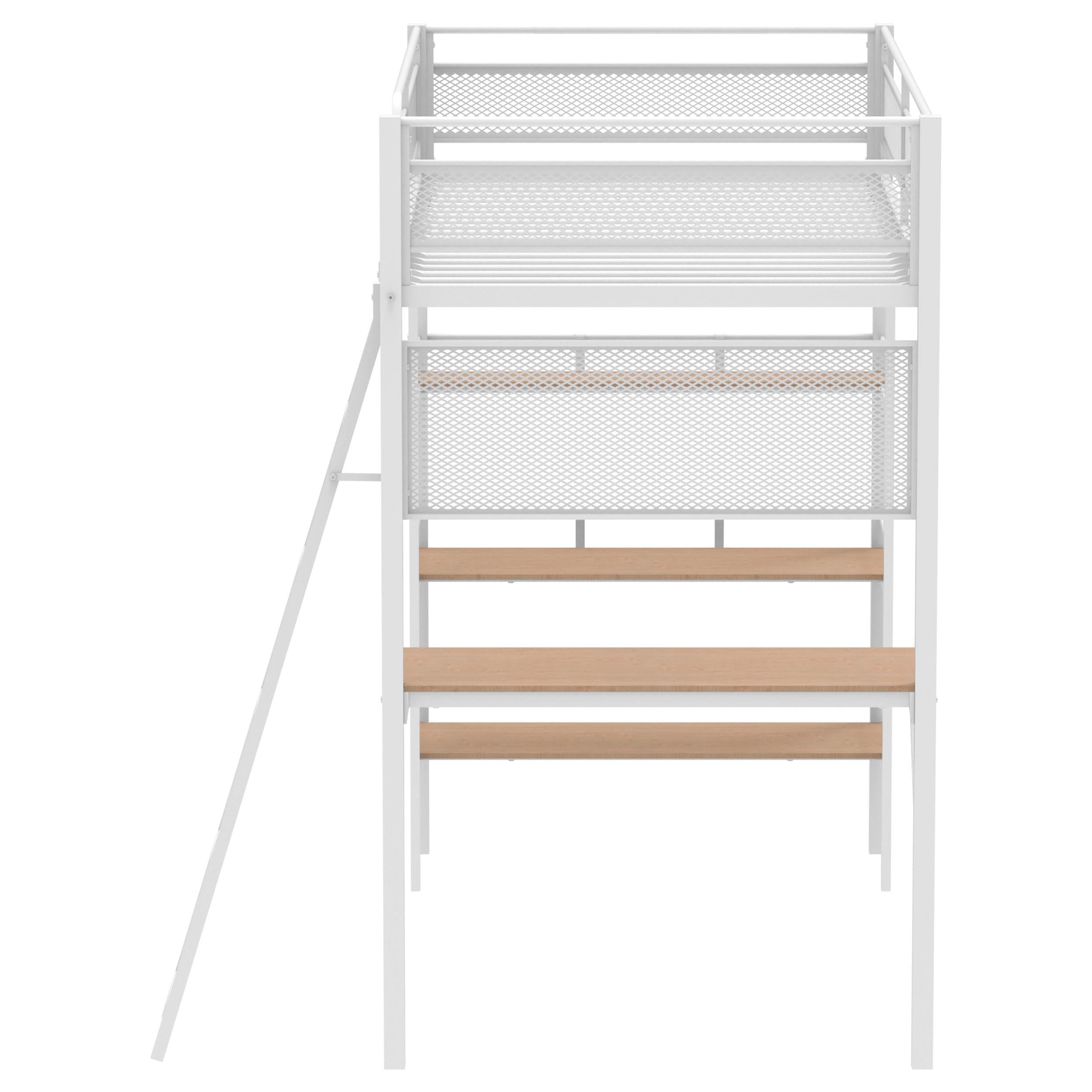 Coaster Furniture Campus 460332WHT 3-shelf Metal Twin Workstation Loft Bed - Matte White IMAGE 4