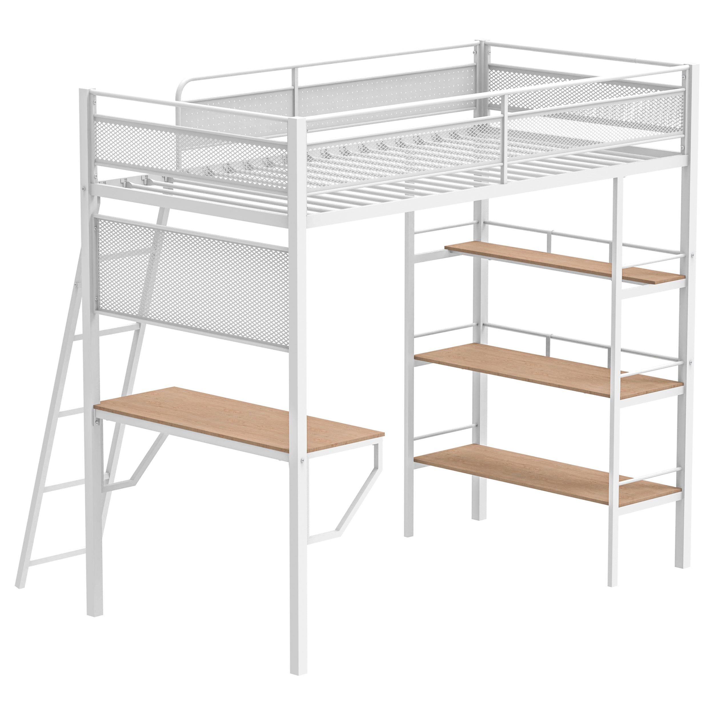  Coaster Furniture Campus 460332WHT 3-shelf Metal Twin Workstation Loft Bed - Matte White IMAGE 7