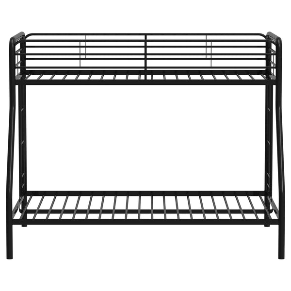 Coaster Furniture Carson 460340BLK Metal Twin Over Full Bunk Bed - Glossy Black