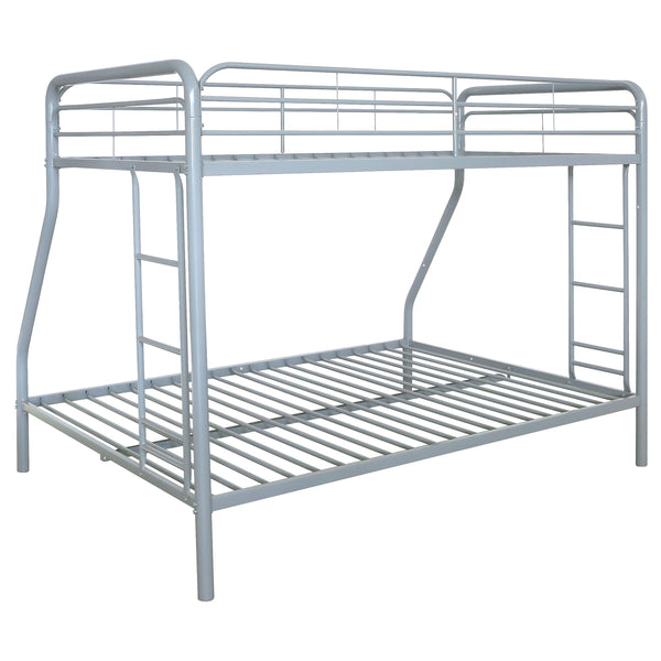 Coaster Furniture Carson 460340SVR Metal Twin Over Full Bunk Bed - Glossy Silver