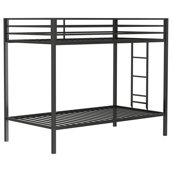 Coaster Furniture Alevera 460361BLK Metal Twin Over Twin Bunk Bed with Ladder - Black