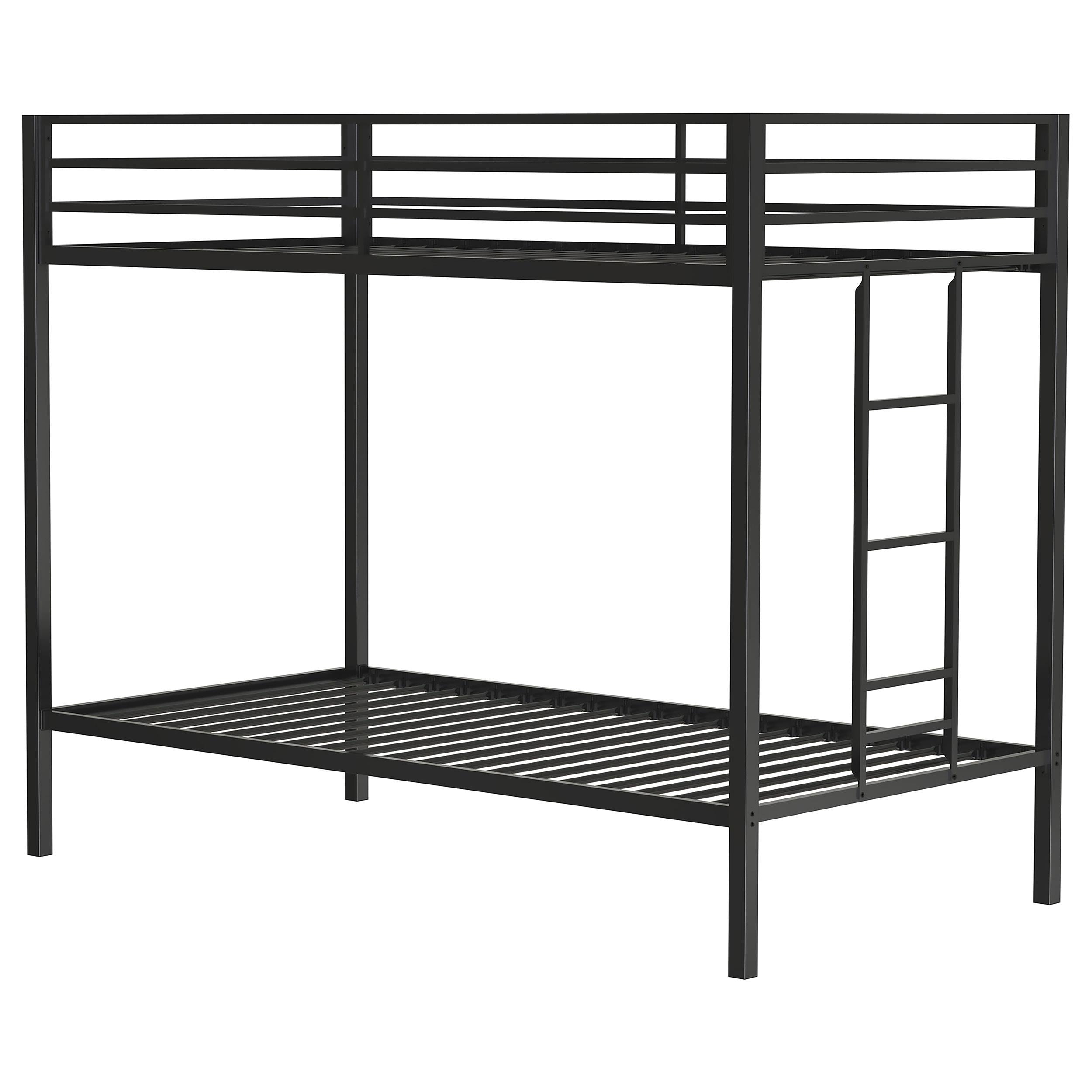 Coaster Furniture Alevera 460361BLK Metal Twin Over Twin Bunk Bed with Ladder - Black IMAGE 2