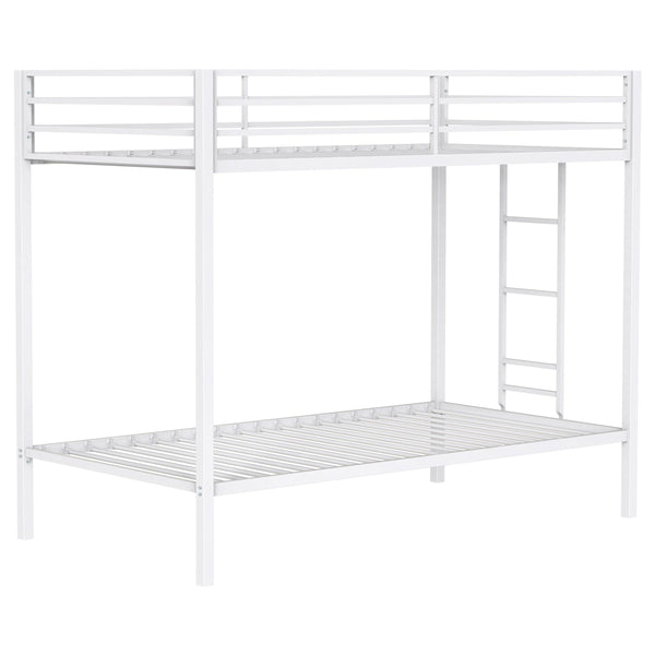 Coaster Furniture Alevera 460361WHT Metal Twin Over Twin Bunk Bed with Ladder - White