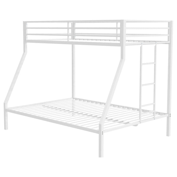 Coaster Furniture Alevera 460365WHT Metal Twin Over Full Bunk Bed with Ladder - White