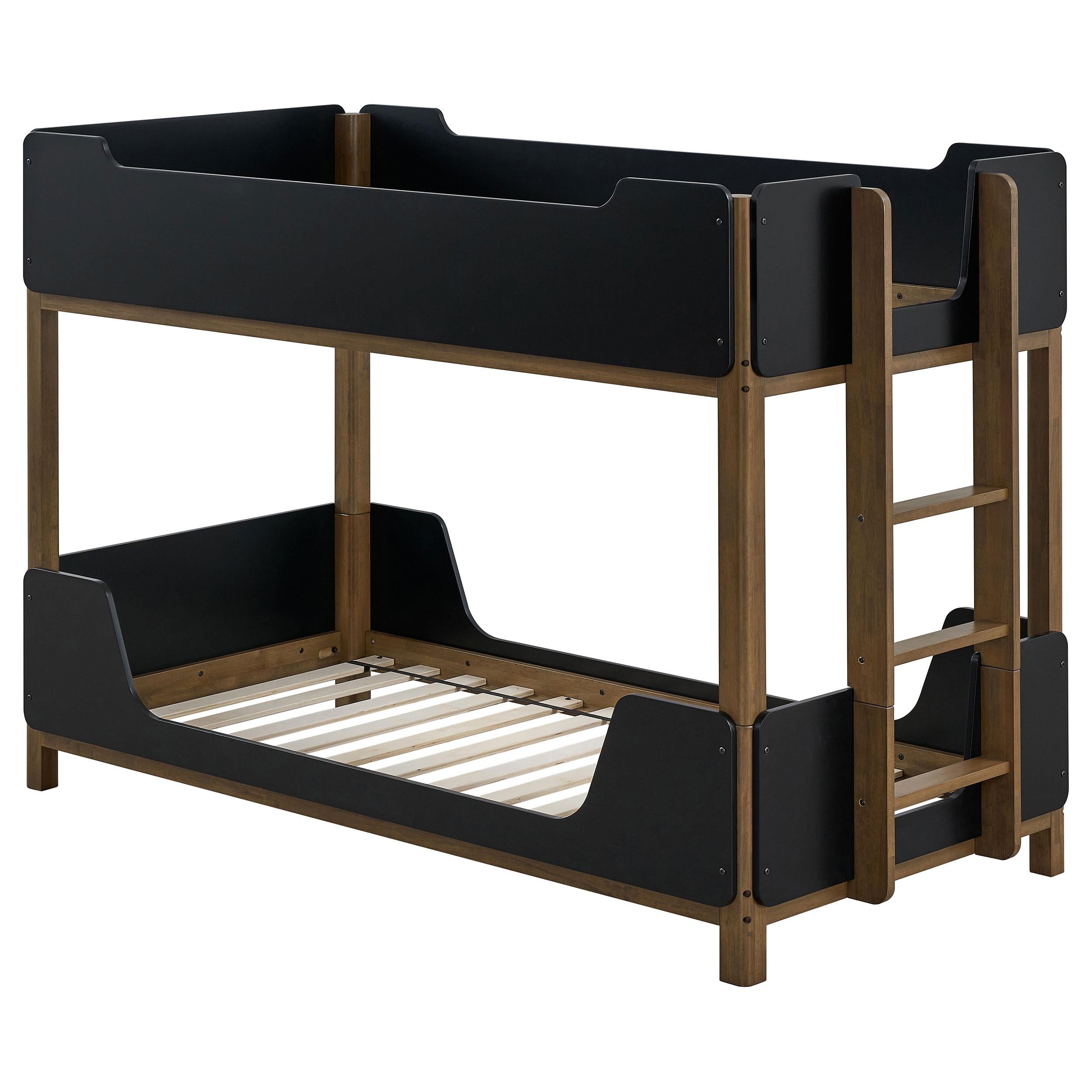  Coaster Furniture Morris 460369 Twin Over Twin Wood Bunk Bed - Black/Walnut IMAGE 3