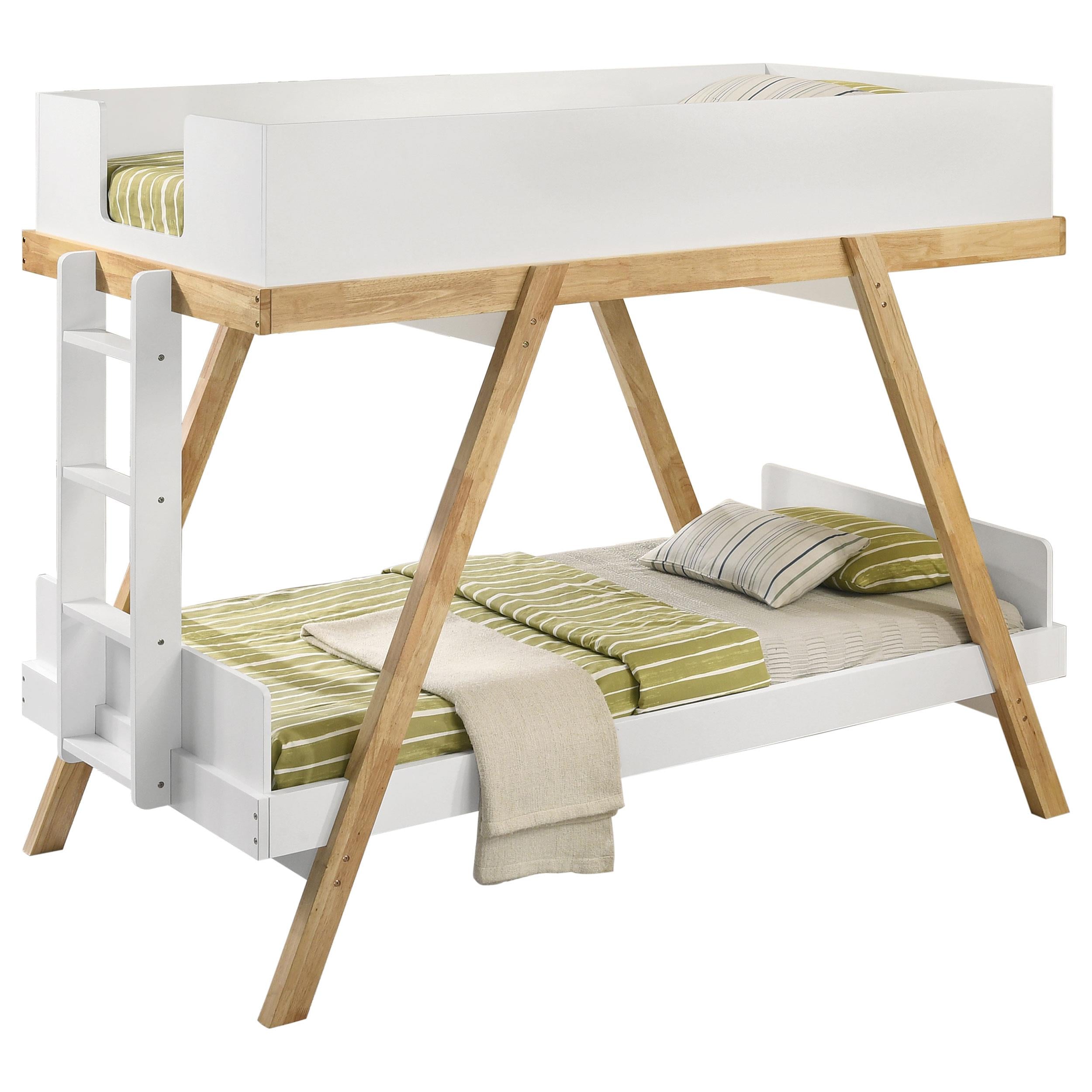  Coaster Furniture Frankie 460570T-SM Twin Over Twin Bunk Bed with 7-inch Mattresses - White IMAGE 1