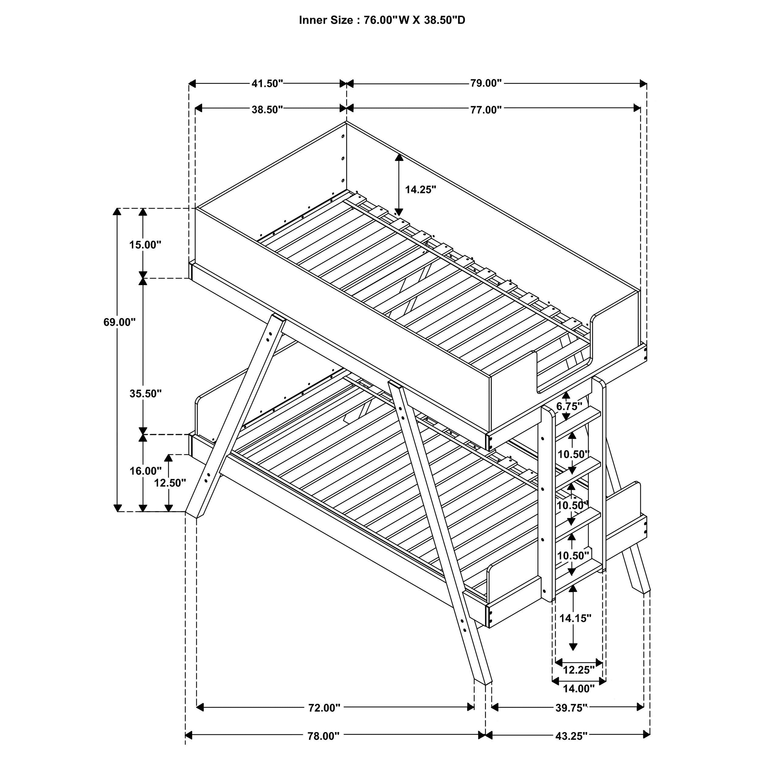  Coaster Furniture Frankie 460570T-SM Twin Over Twin Bunk Bed with 7-inch Mattresses - White IMAGE 3