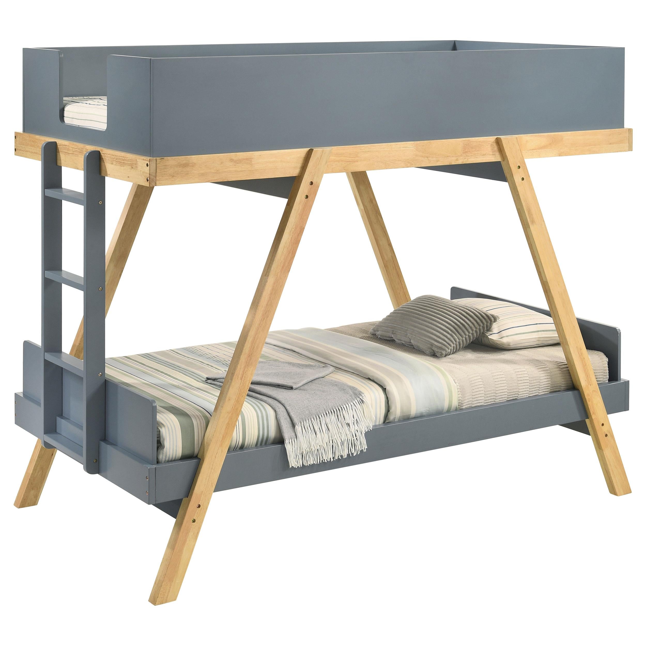  Coaster Furniture Frankie 460572T-SM Twin Over Twin Bunk Bed with 7-inch Mattresses - Blue IMAGE 1
