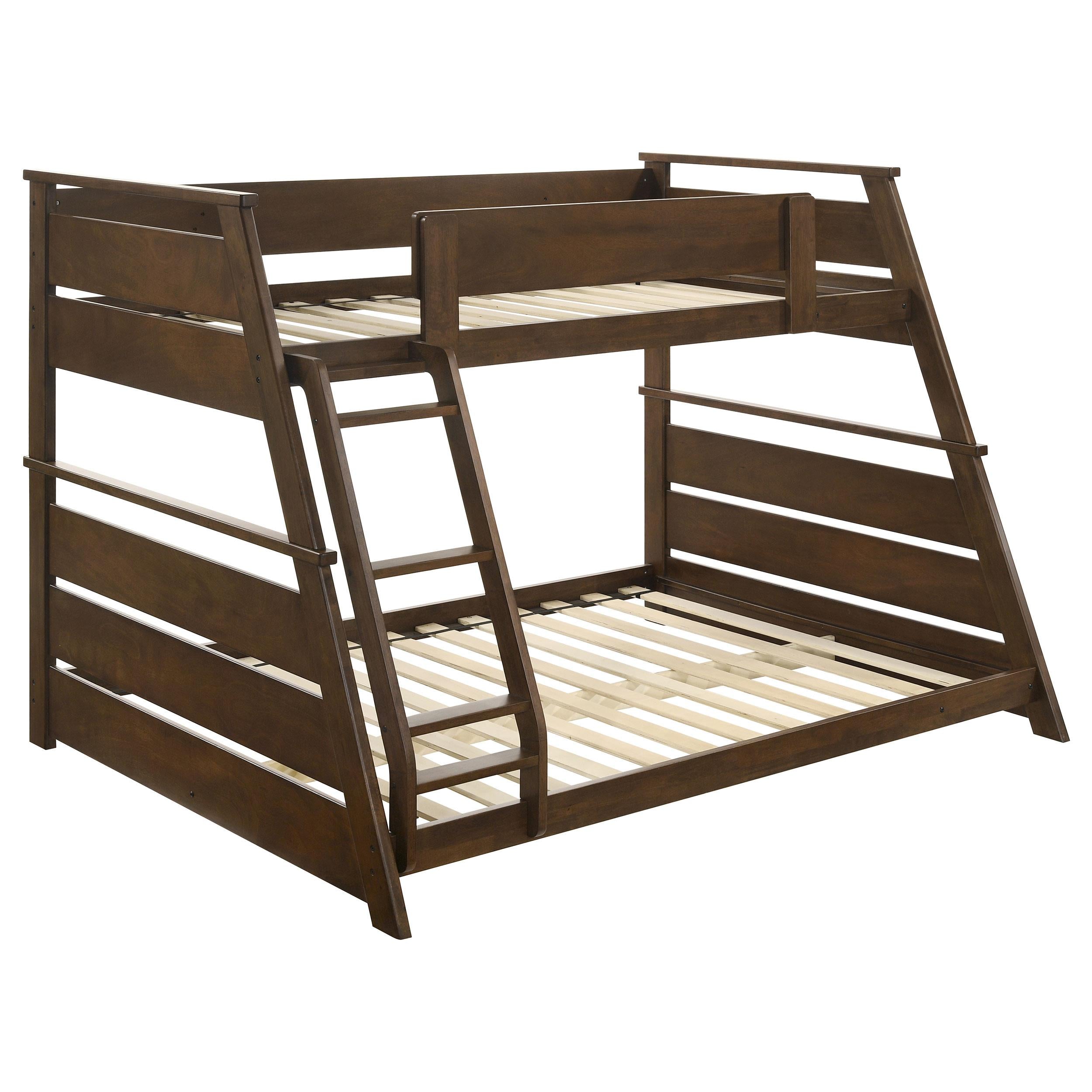  Coaster Furniture Holden 460593 Wood Veneer Twin Over Full Bunk Bed - Walnut IMAGE 1