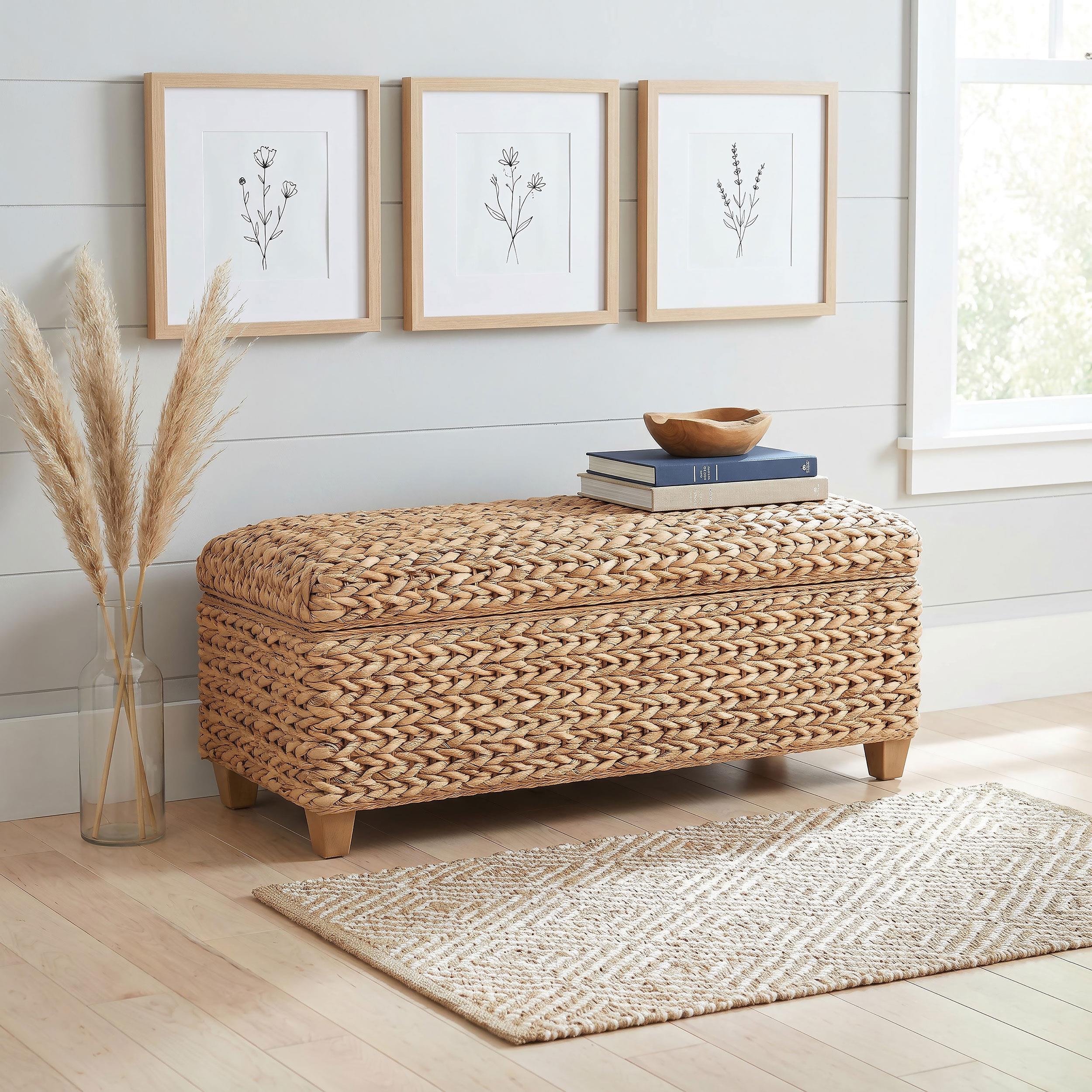  Coaster Furniture Laughton 500215NTL Hand-Woven Banana Leaf Storage Bench - Natural IMAGE 3