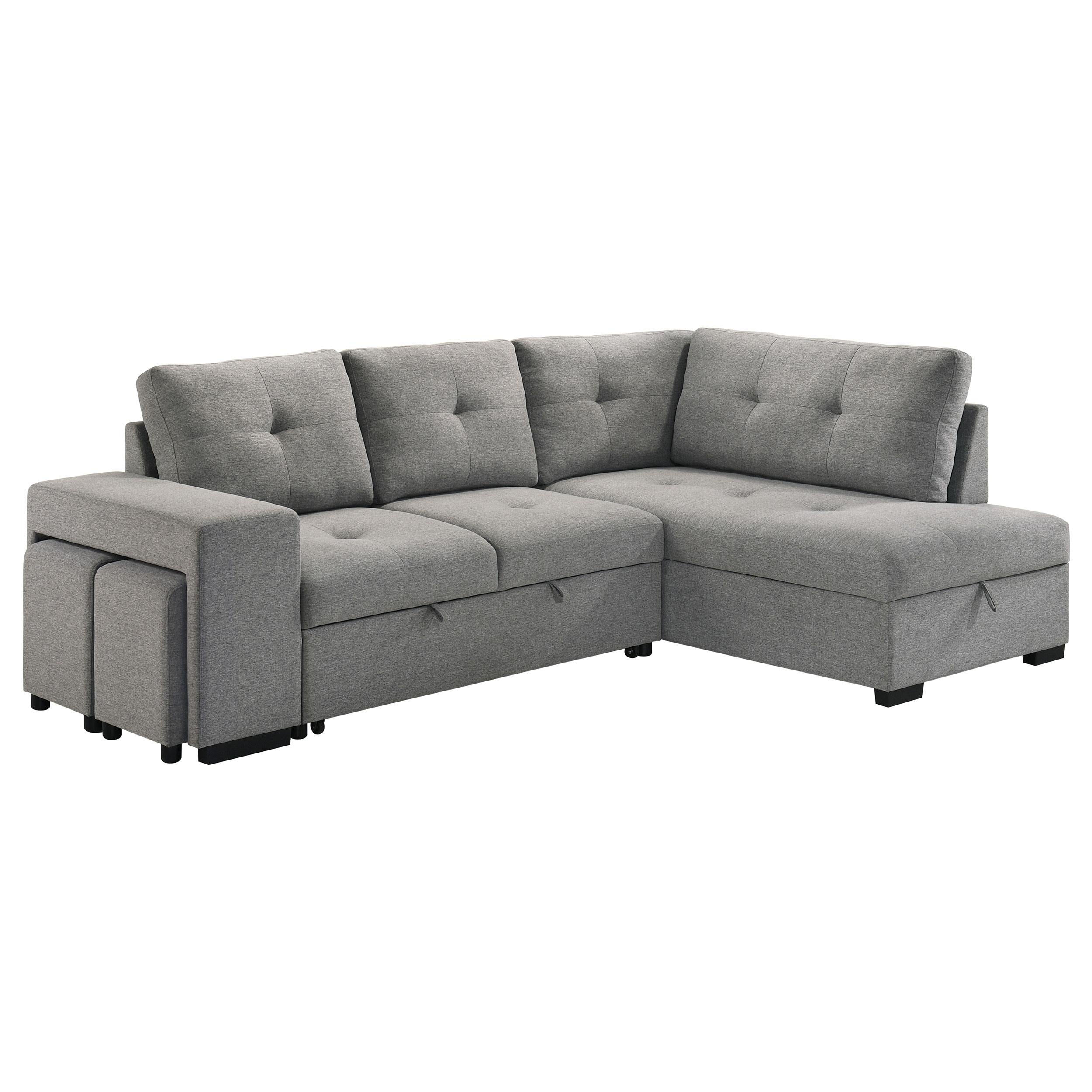  Coaster Furniture Roanne 500347 Fabric Upholstered Sleeper Sectional Sofa - Grey IMAGE 1
