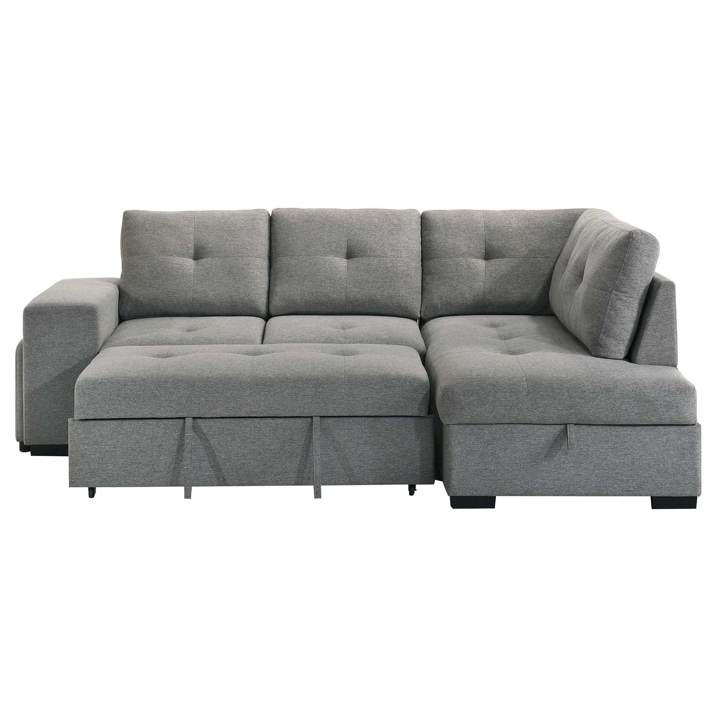  Coaster Furniture Roanne 500347 Fabric Upholstered Sleeper Sectional Sofa - Grey IMAGE 11