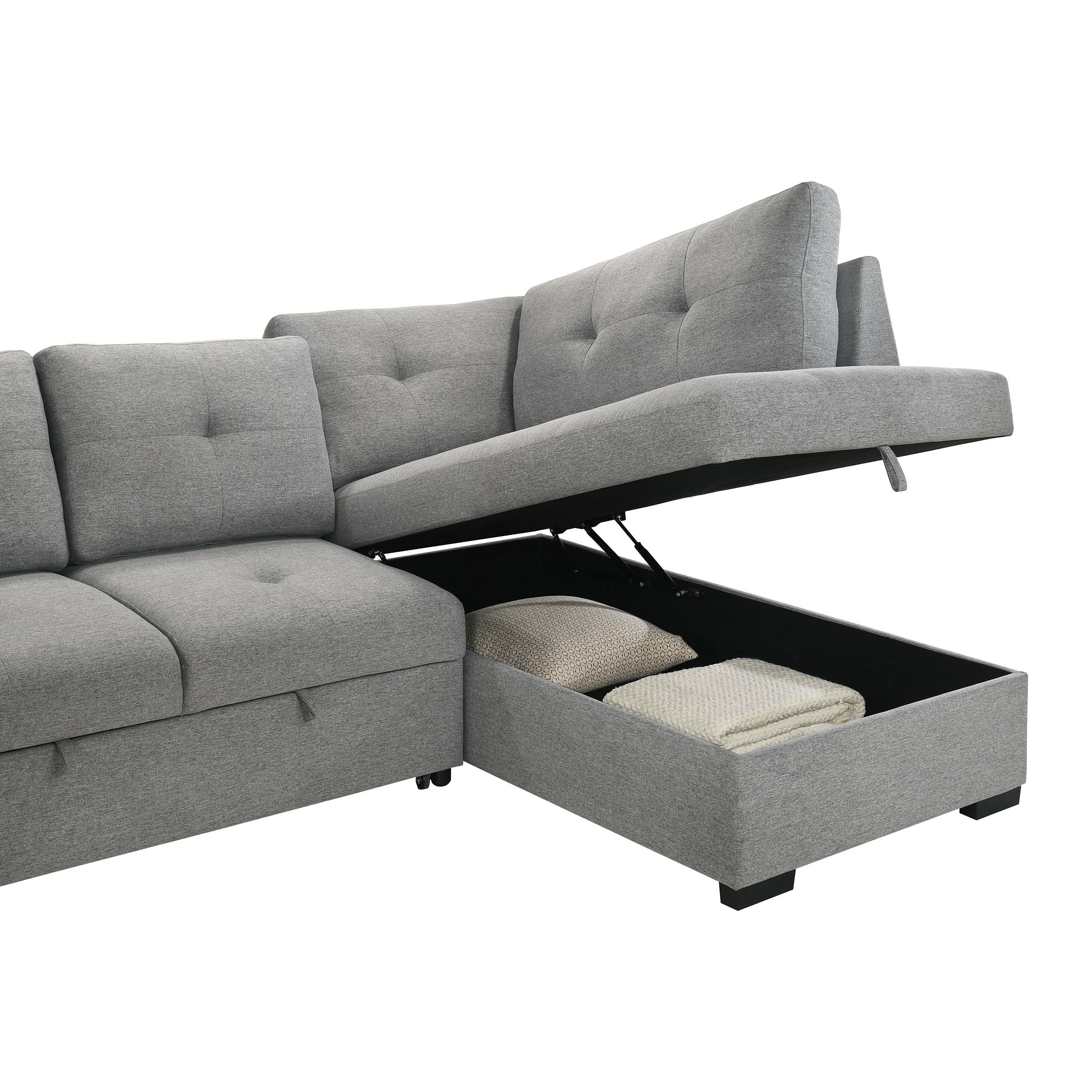  Coaster Furniture Roanne 500347 Fabric Upholstered Sleeper Sectional Sofa - Grey IMAGE 13
