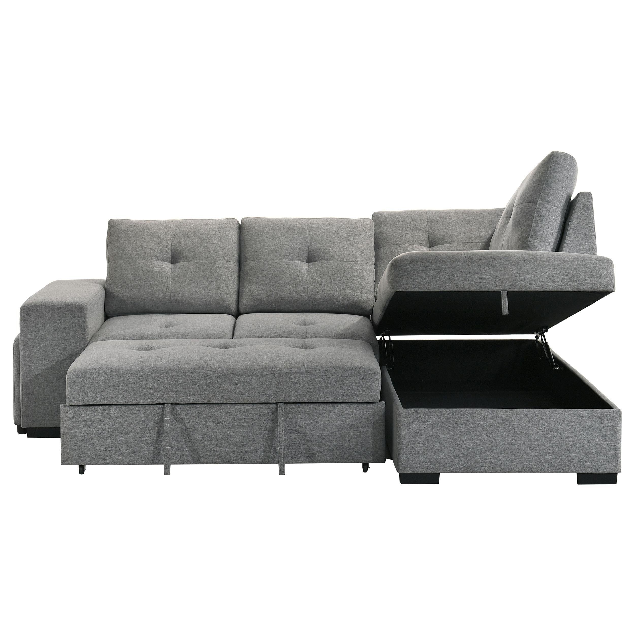  Coaster Furniture Roanne 500347 Fabric Upholstered Sleeper Sectional Sofa - Grey IMAGE 14