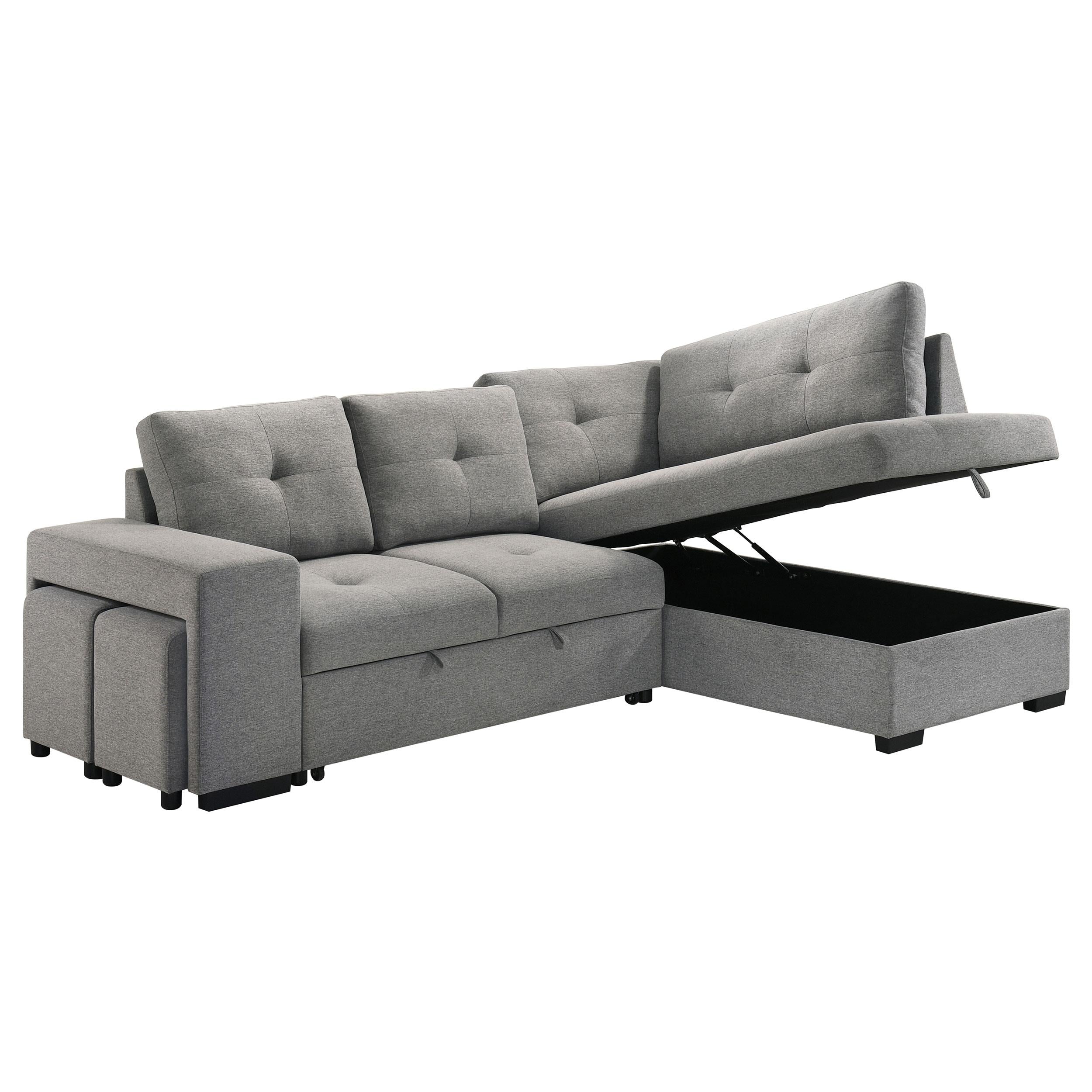  Coaster Furniture Roanne 500347 Fabric Upholstered Sleeper Sectional Sofa - Grey IMAGE 15