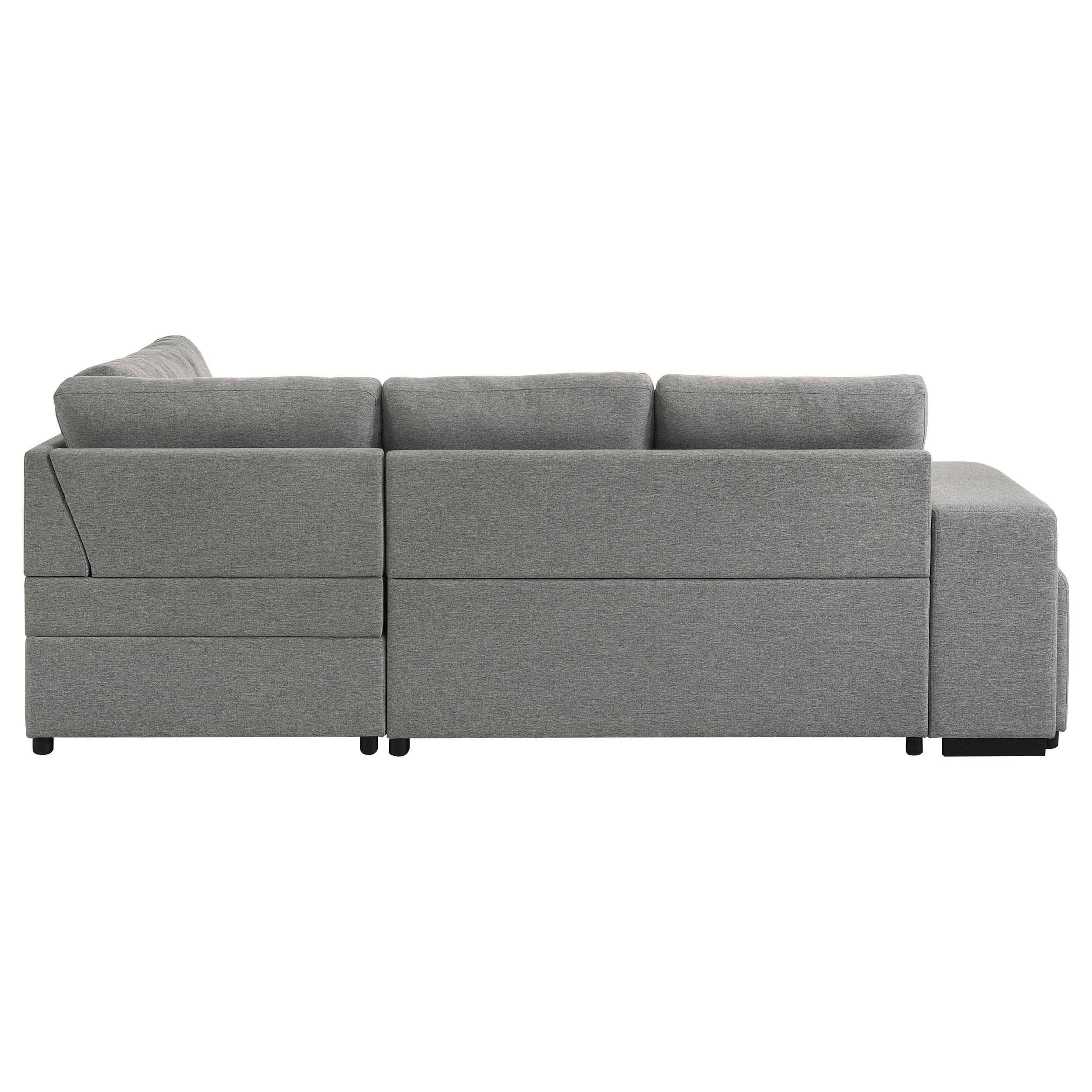  Coaster Furniture Roanne 500347 Fabric Upholstered Sleeper Sectional Sofa - Grey IMAGE 2