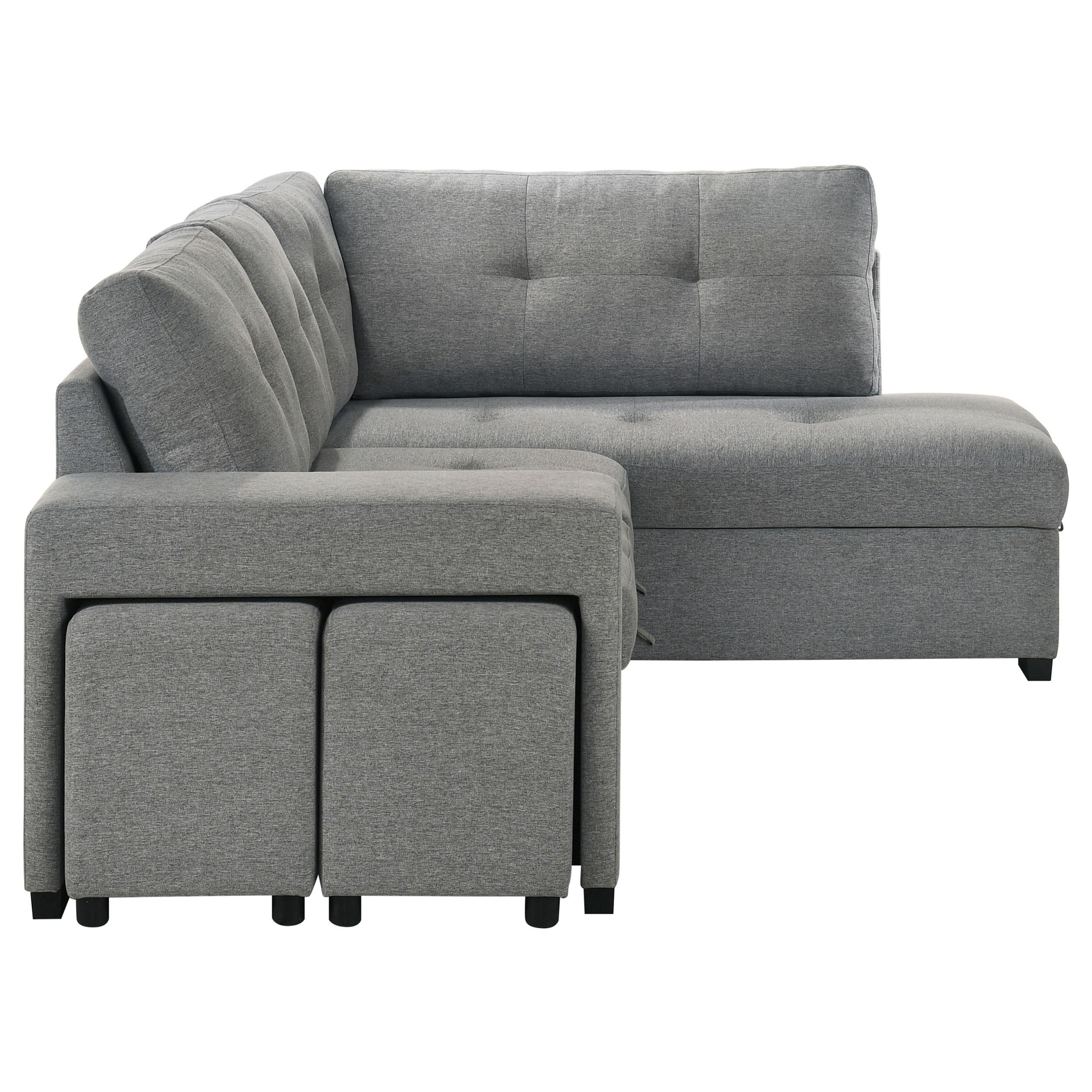  Coaster Furniture Roanne 500347 Fabric Upholstered Sleeper Sectional Sofa - Grey IMAGE 6
