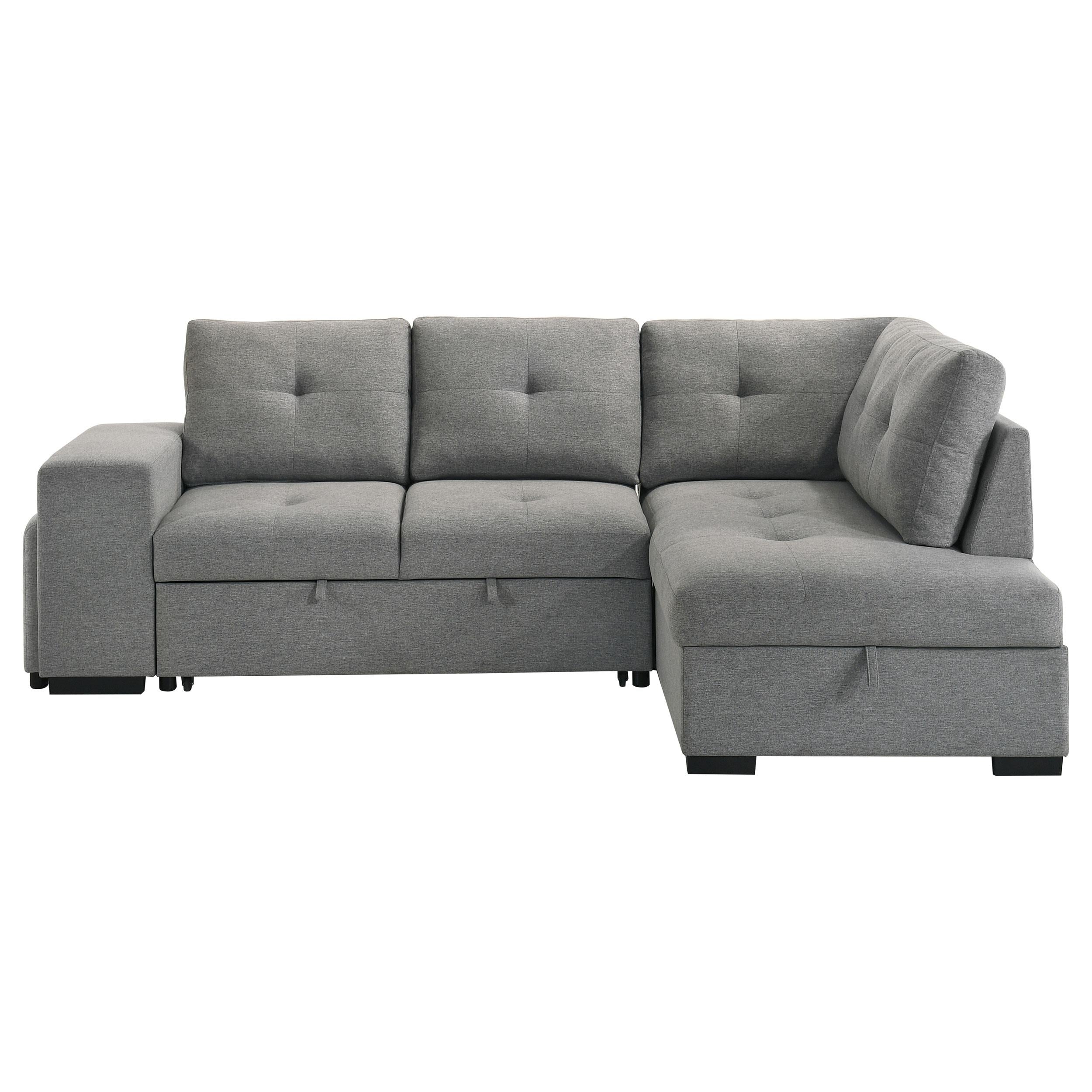  Coaster Furniture Roanne 500347 Fabric Upholstered Sleeper Sectional Sofa - Grey IMAGE 8