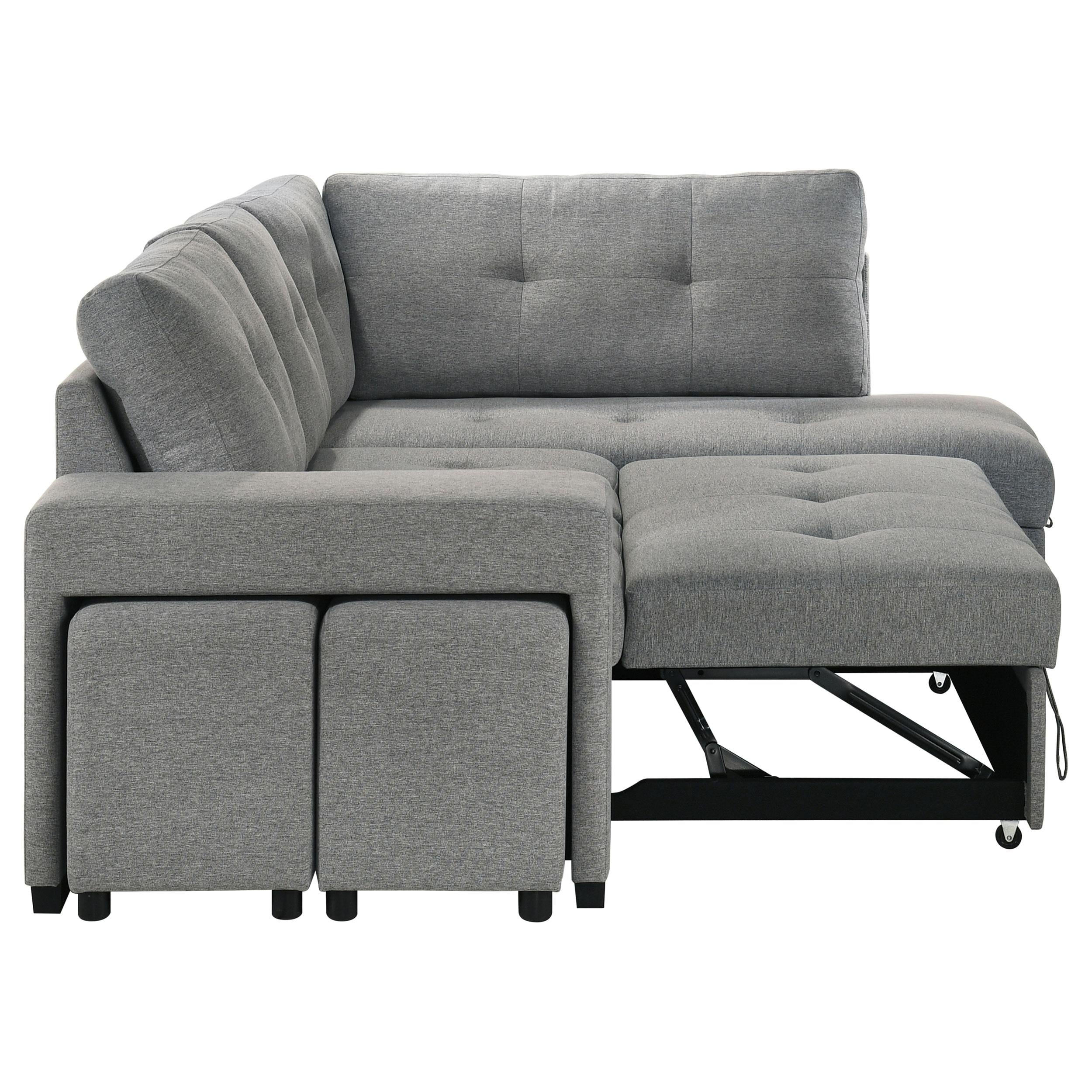  Coaster Furniture Roanne 500347 Fabric Upholstered Sleeper Sectional Sofa - Grey IMAGE 9