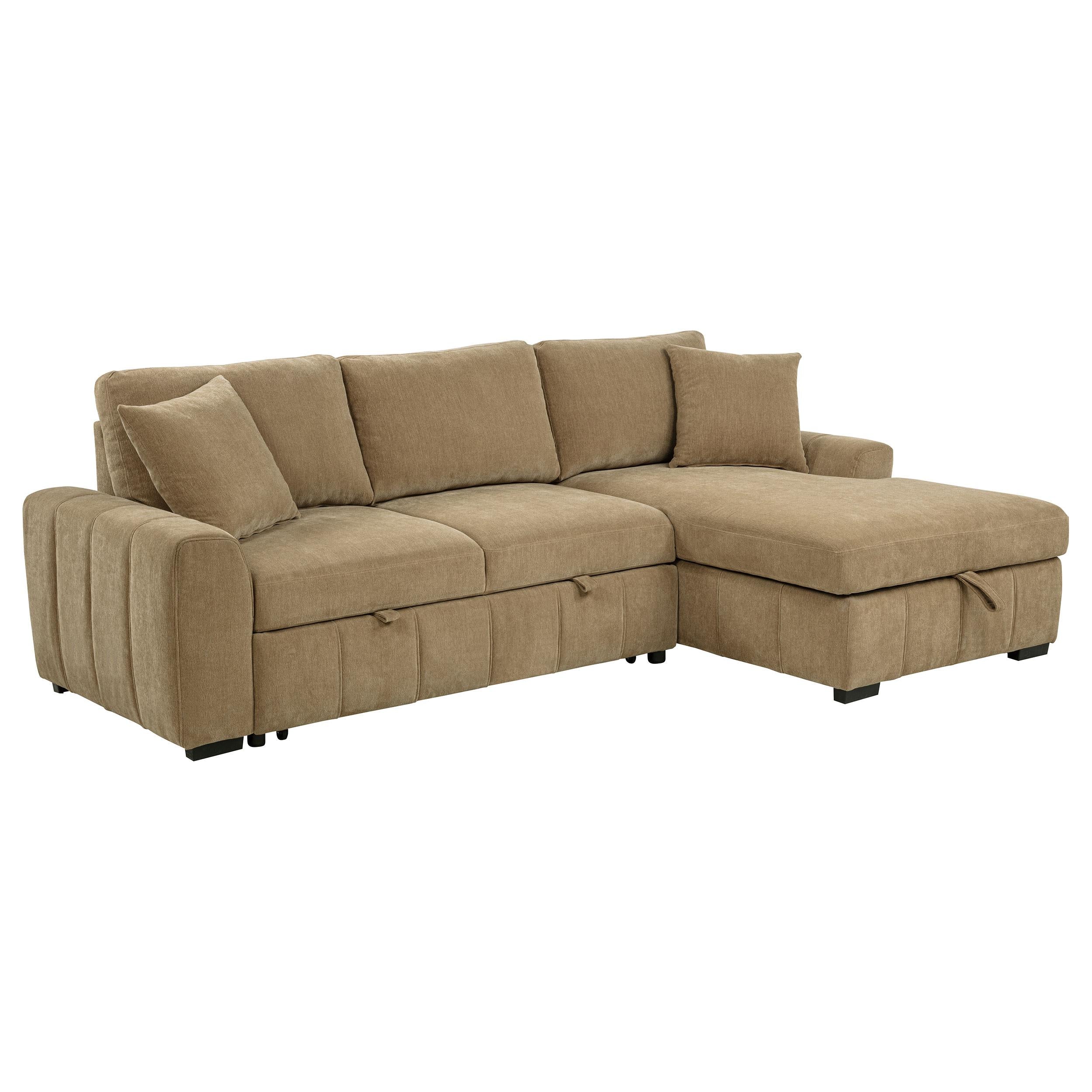  Coaster Furniture Pastrana 500348 Upholstered Sleeper Sectional Sofa RAF Chaise - Camel IMAGE 1