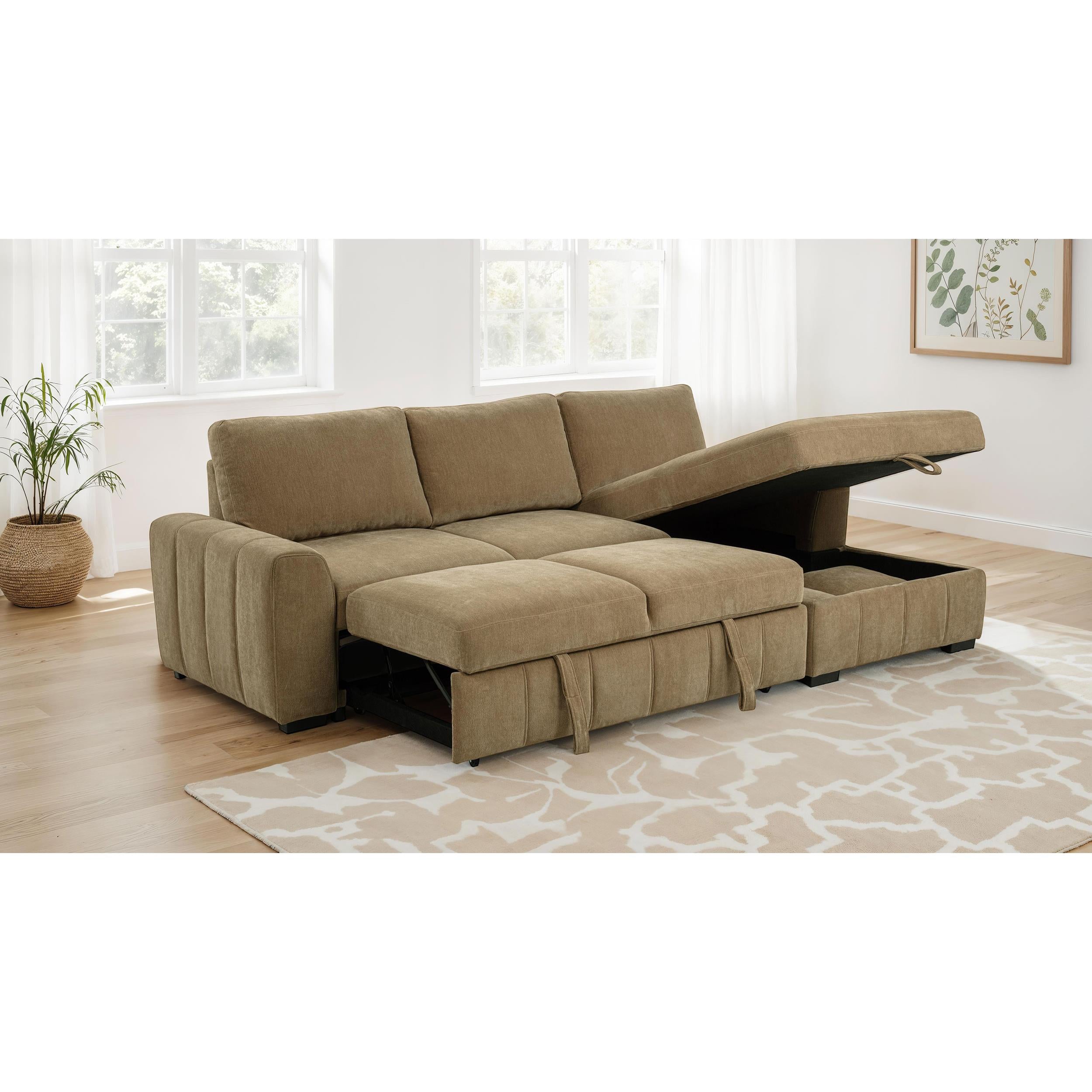  Coaster Furniture Pastrana 500348 Upholstered Sleeper Sectional Sofa RAF Chaise - Camel IMAGE 10