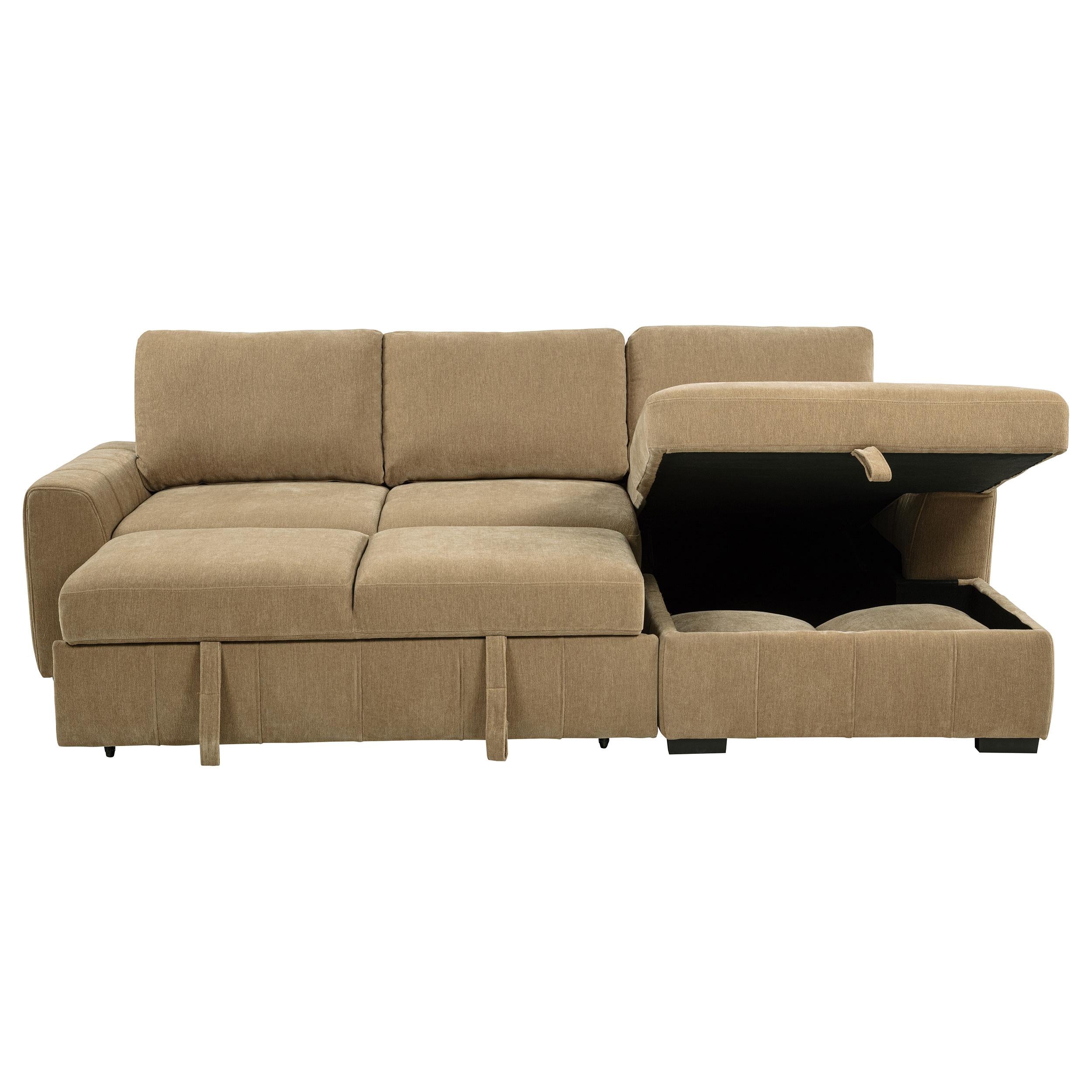  Coaster Furniture Pastrana 500348 Upholstered Sleeper Sectional Sofa RAF Chaise - Camel IMAGE 11