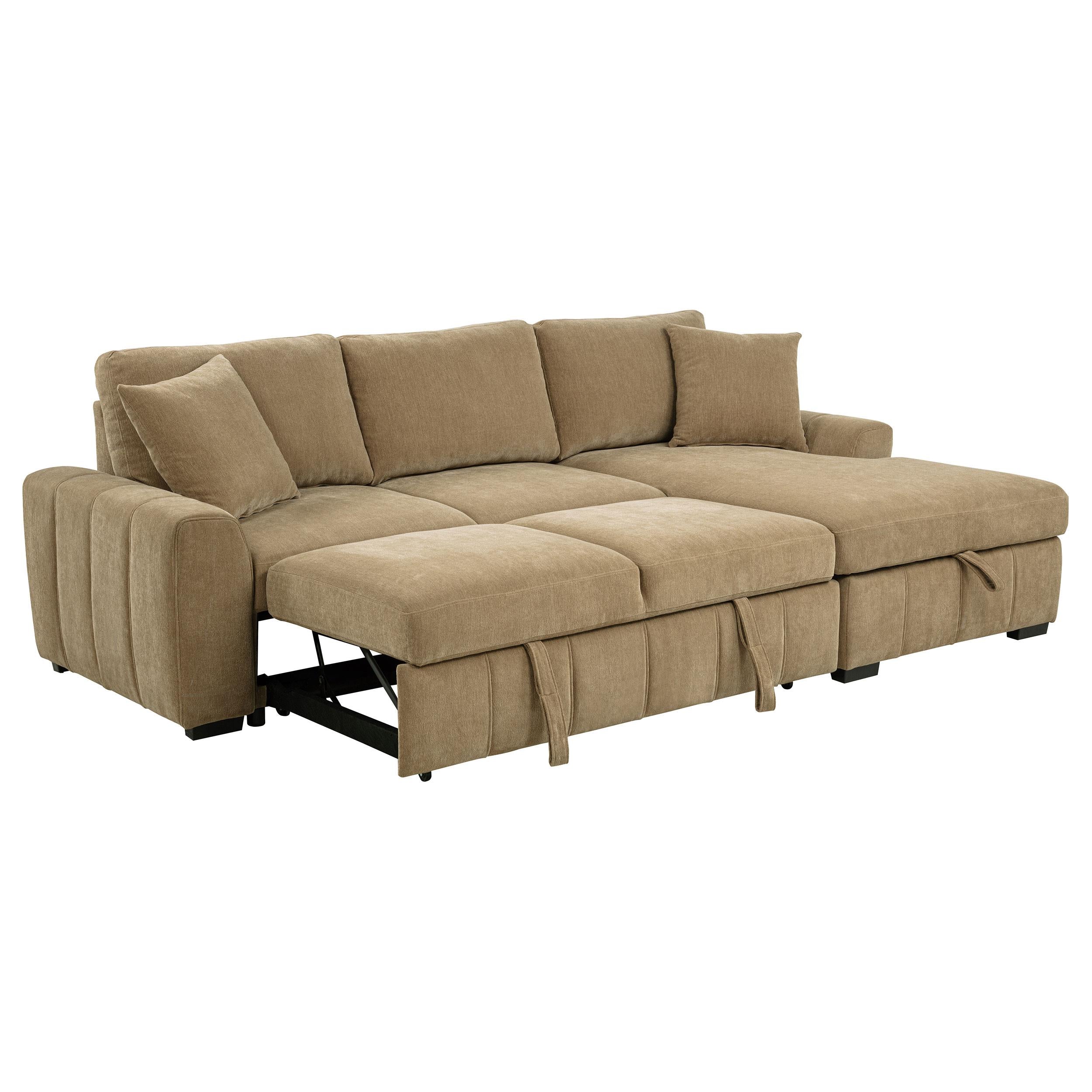  Coaster Furniture Pastrana 500348 Upholstered Sleeper Sectional Sofa RAF Chaise - Camel IMAGE 12