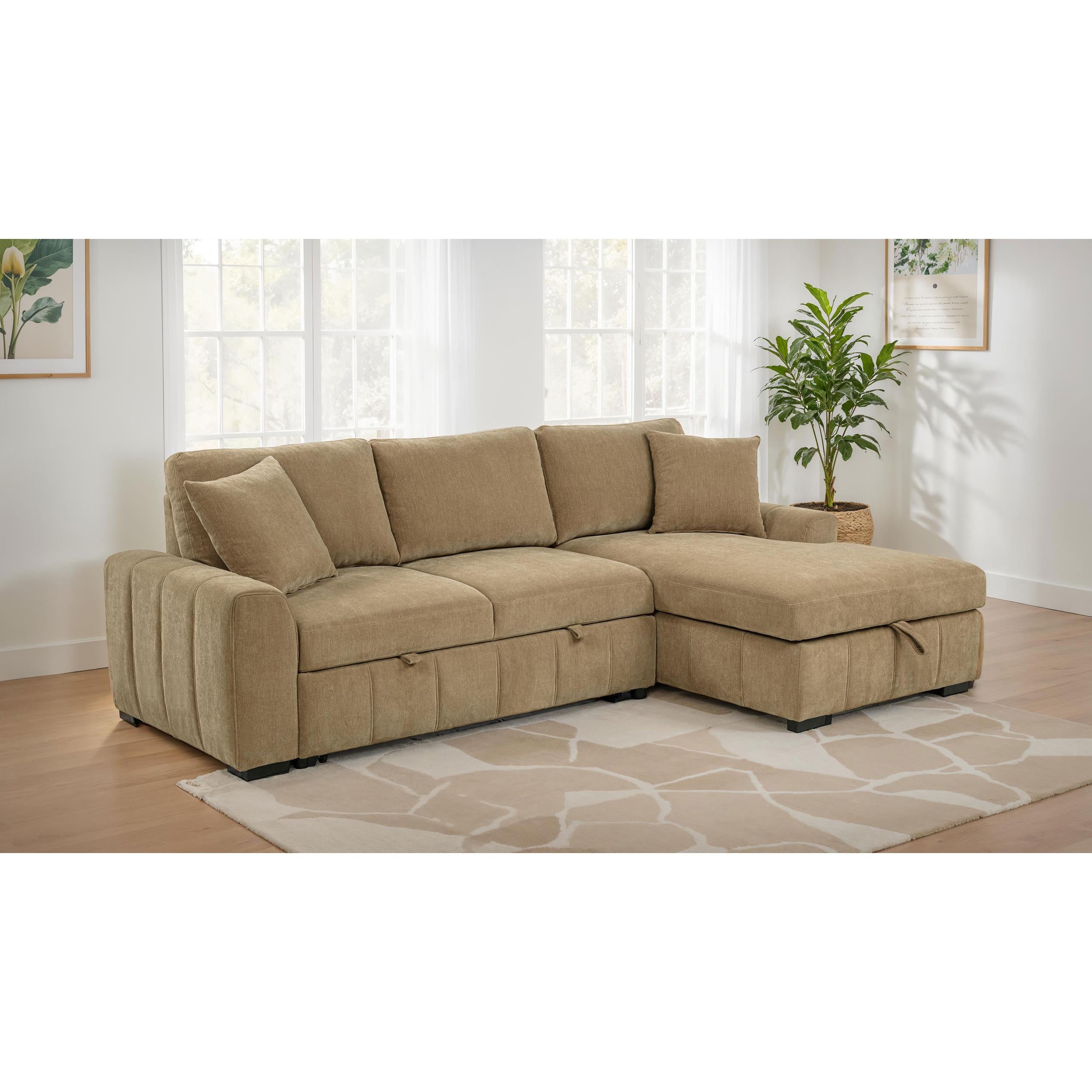 Coaster Furniture Pastrana 500348 Upholstered Sleeper Sectional Sofa RAF Chaise - Camel IMAGE 2
