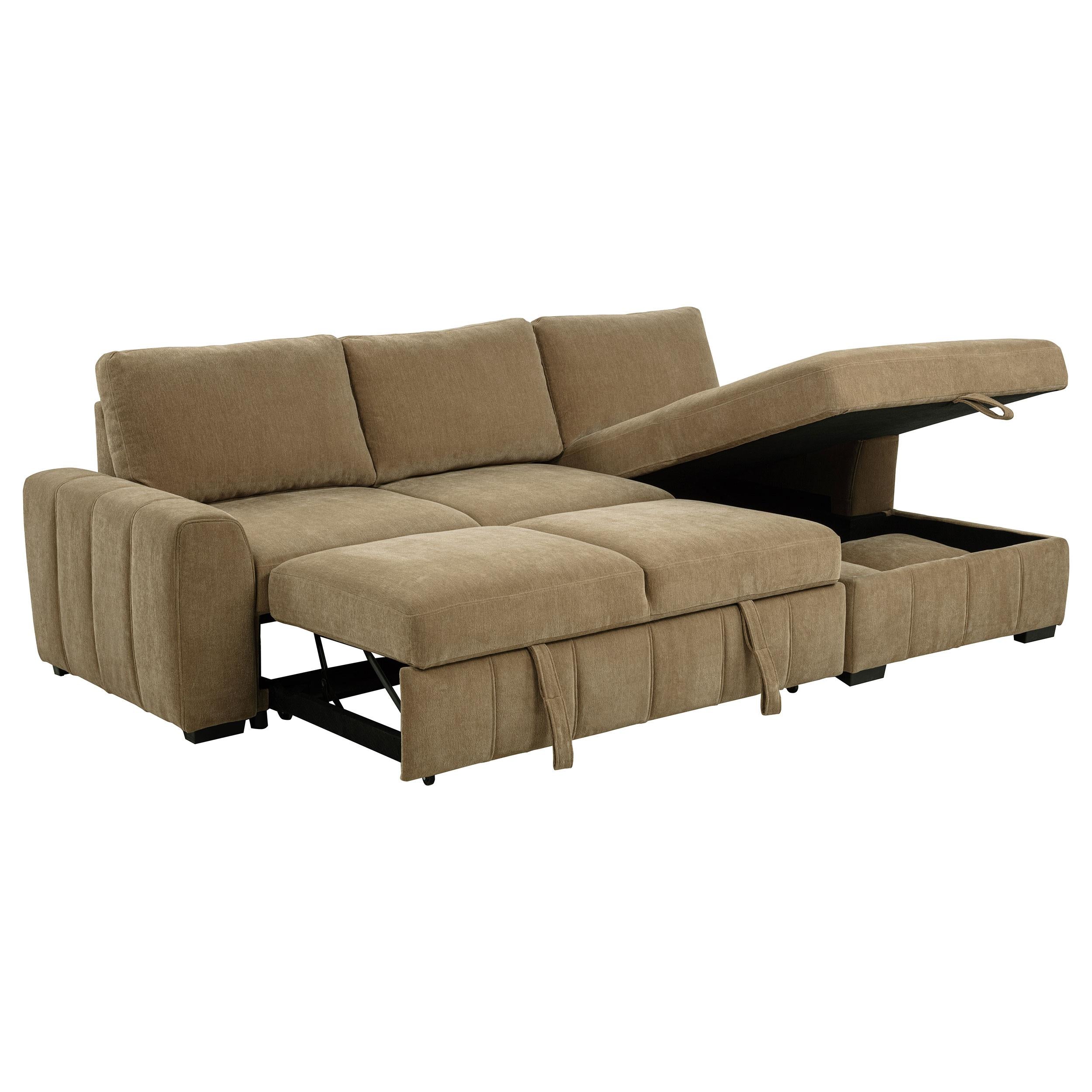  Coaster Furniture Pastrana 500348 Upholstered Sleeper Sectional Sofa RAF Chaise - Camel IMAGE 3