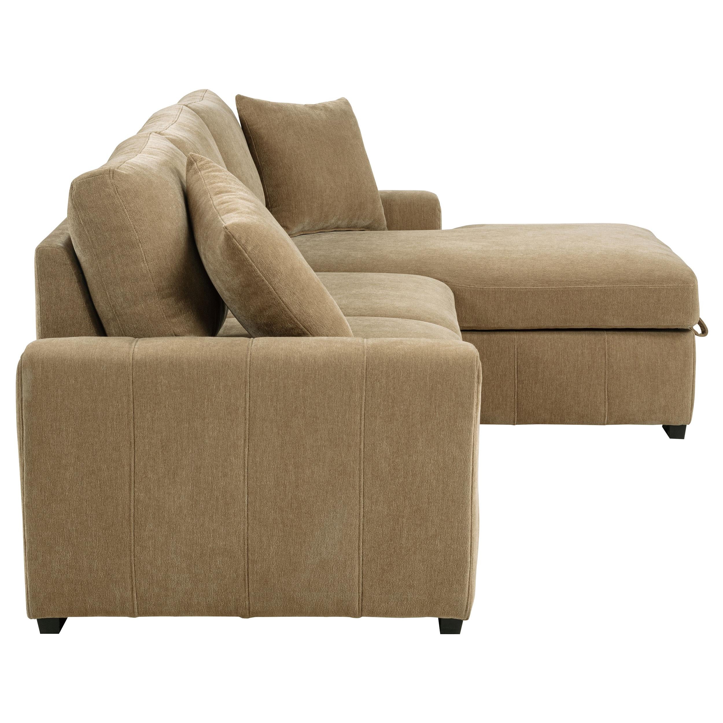  Coaster Furniture Pastrana 500348 Upholstered Sleeper Sectional Sofa RAF Chaise - Camel IMAGE 4
