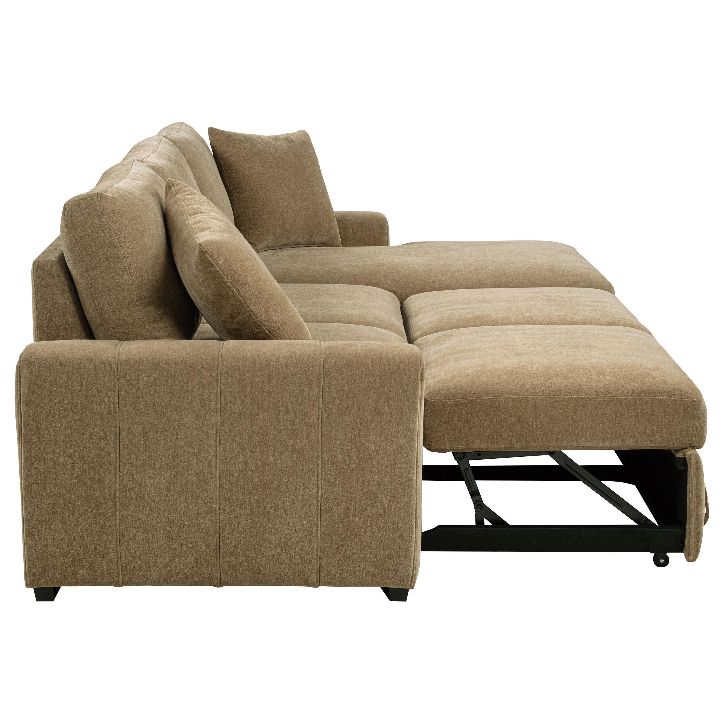  Coaster Furniture Pastrana 500348 Upholstered Sleeper Sectional Sofa RAF Chaise - Camel IMAGE 6