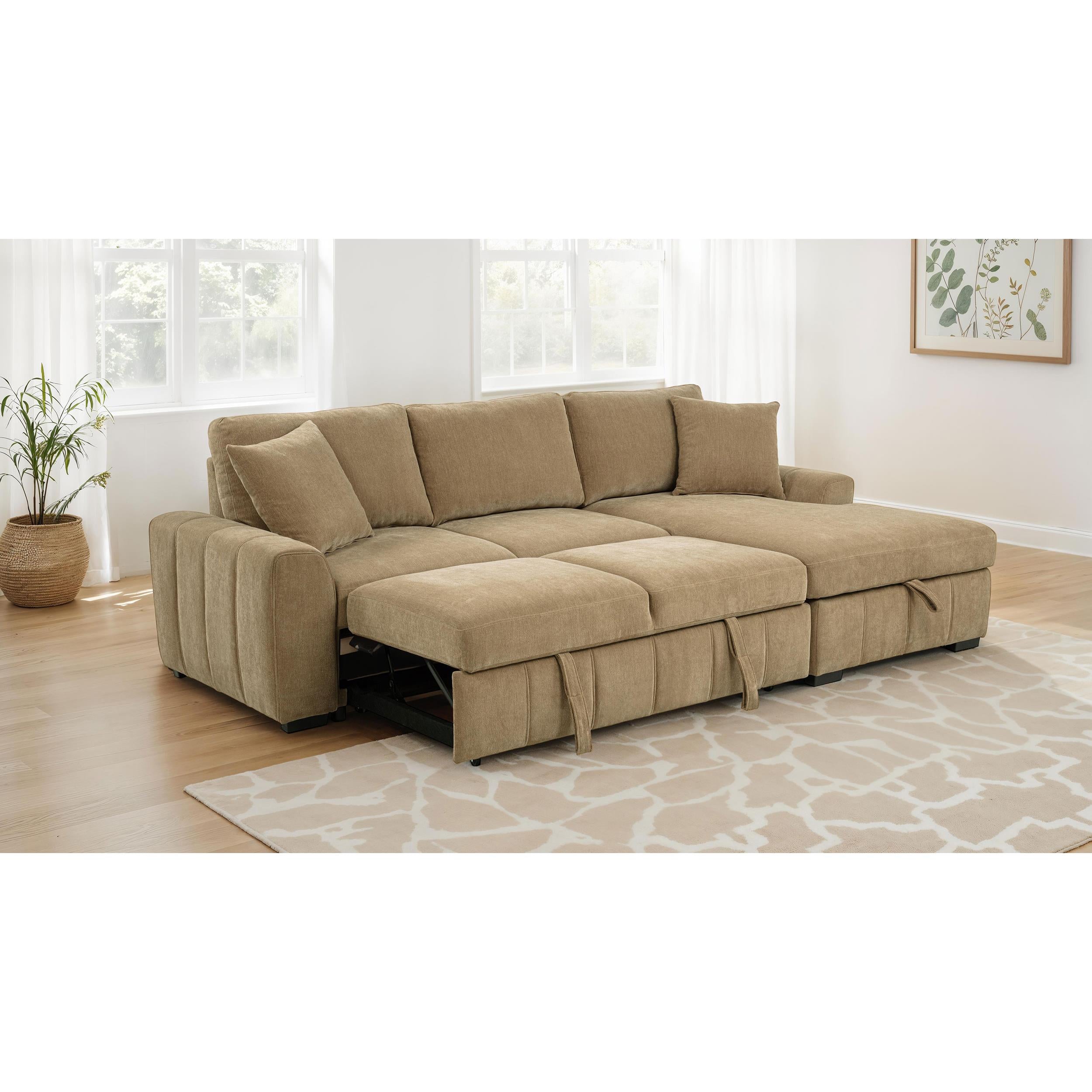  Coaster Furniture Pastrana 500348 Upholstered Sleeper Sectional Sofa RAF Chaise - Camel IMAGE 7