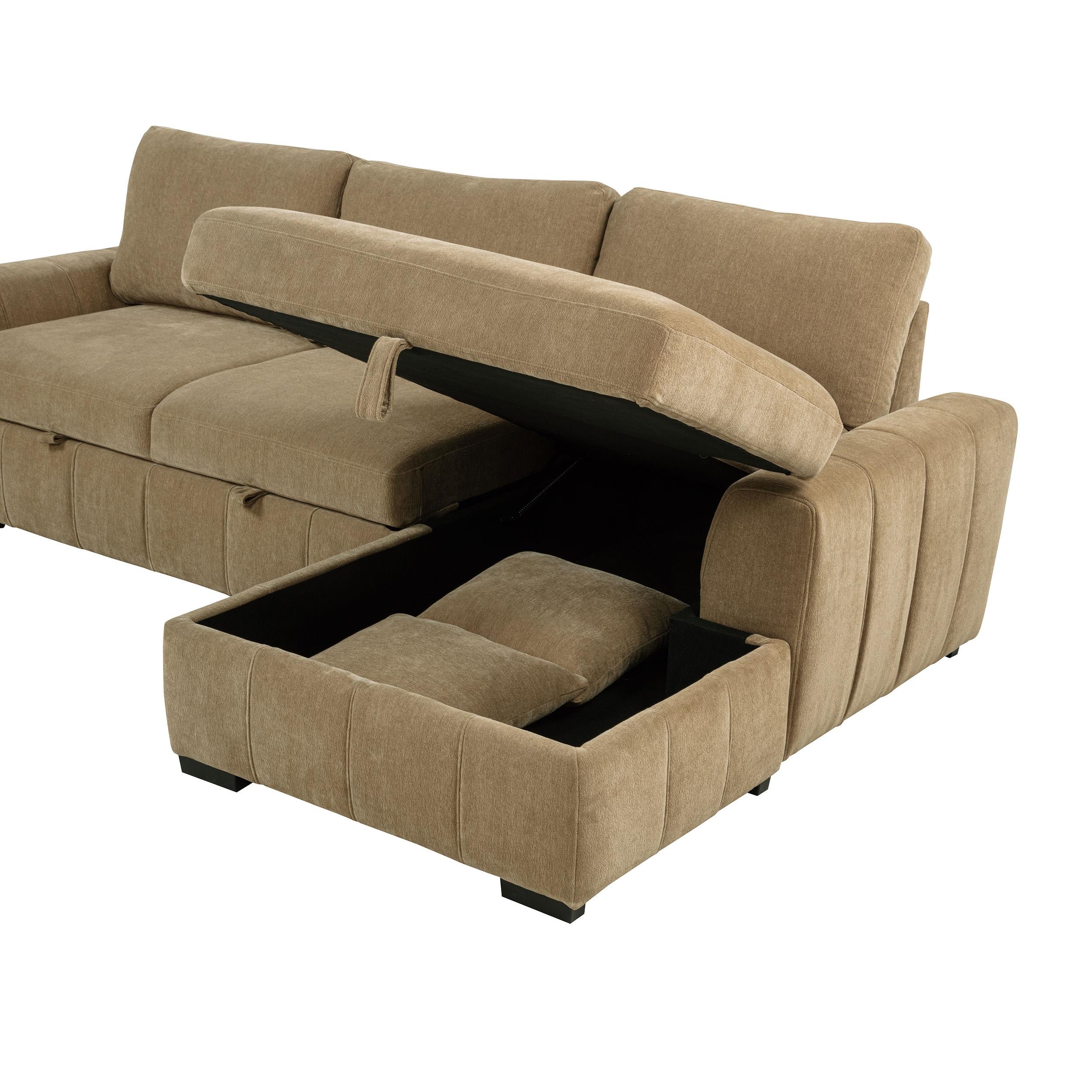  Coaster Furniture Pastrana 500348 Upholstered Sleeper Sectional Sofa RAF Chaise - Camel IMAGE 9