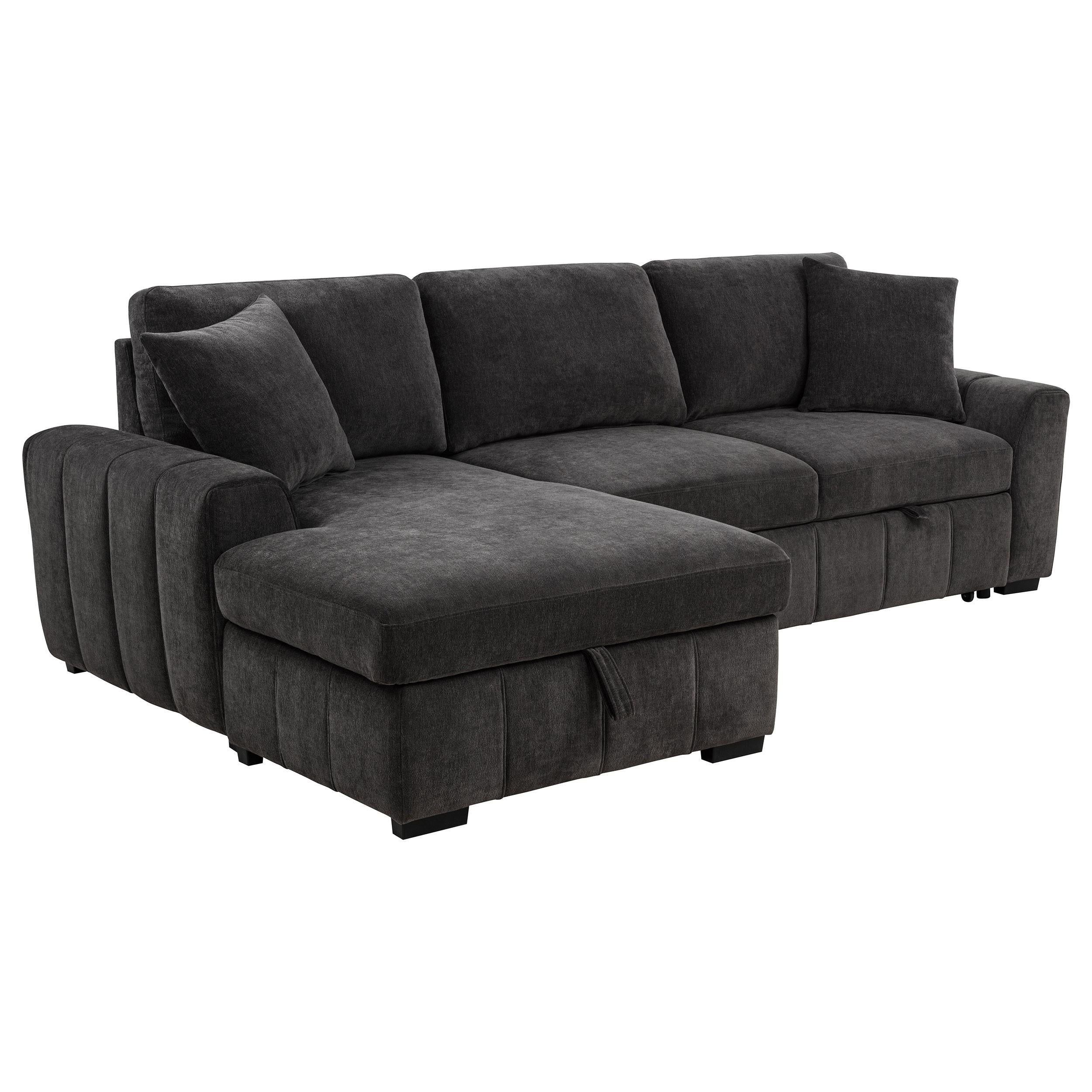  Coaster Furniture Pastrana 500349 Upholstered Sleeper Sectional Sofa LAF Chaise - Grey IMAGE 1