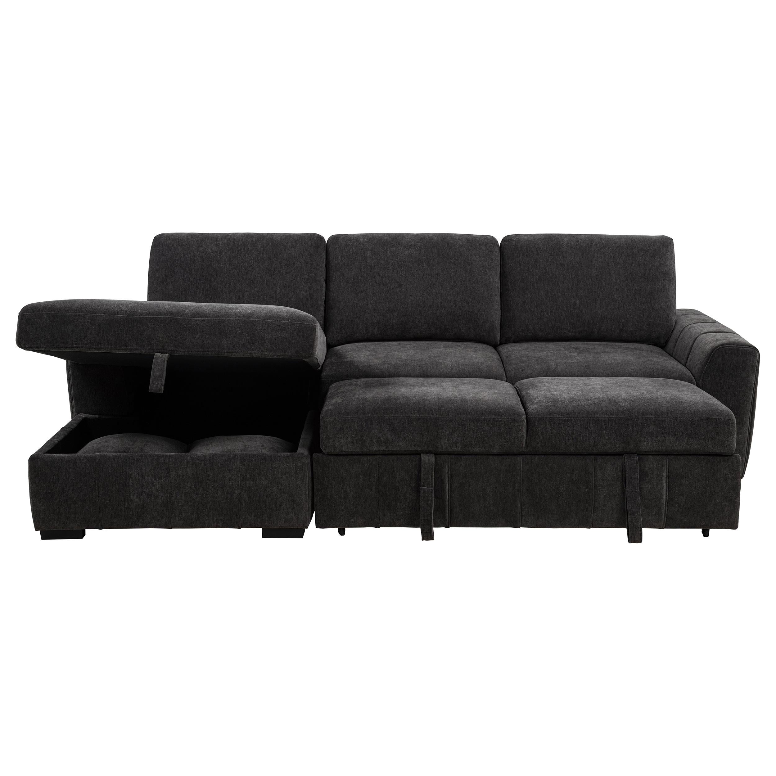  Coaster Furniture Pastrana 500349 Upholstered Sleeper Sectional Sofa LAF Chaise - Grey IMAGE 11