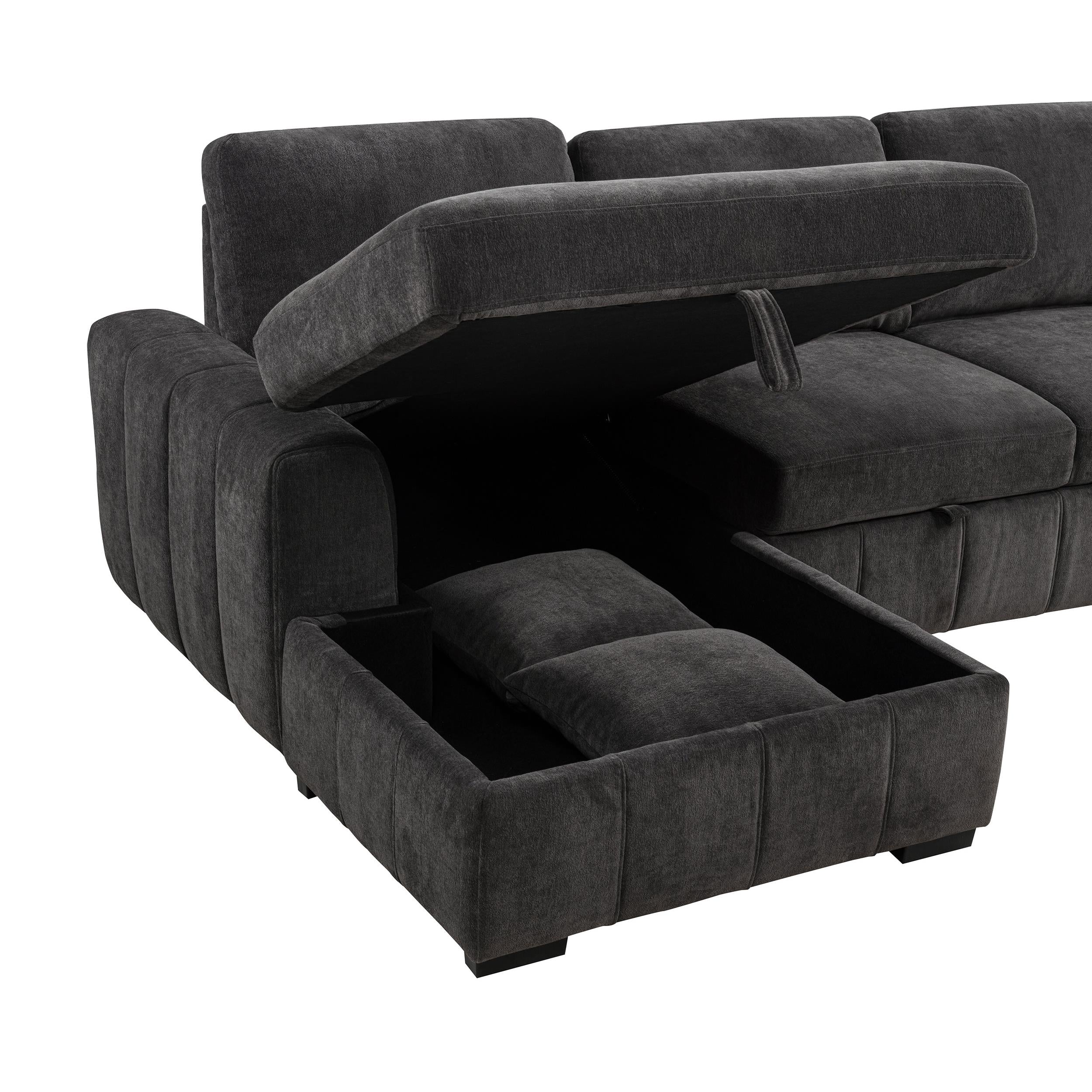  Coaster Furniture Pastrana 500349 Upholstered Sleeper Sectional Sofa LAF Chaise - Grey IMAGE 12