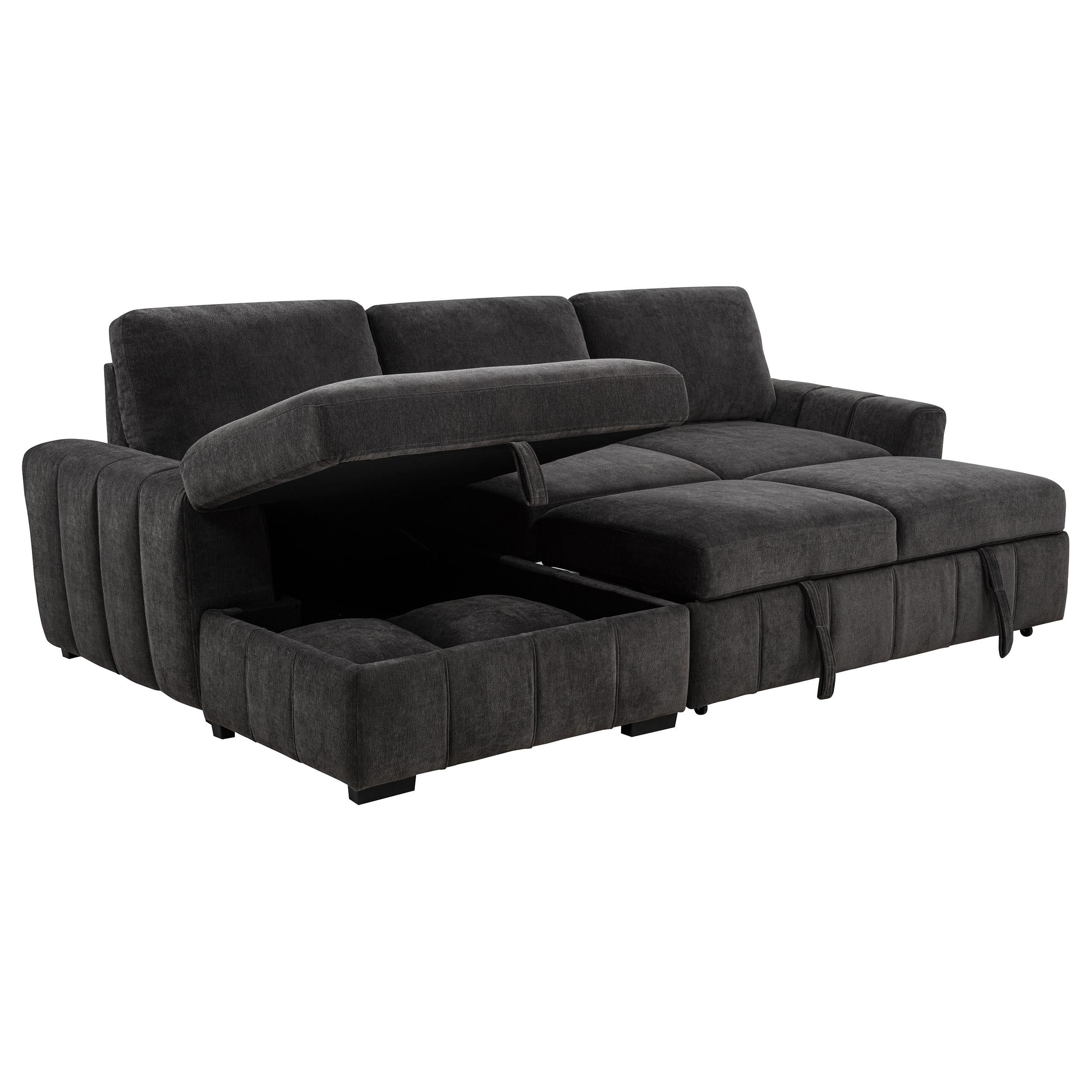  Coaster Furniture Pastrana 500349 Upholstered Sleeper Sectional Sofa LAF Chaise - Grey IMAGE 2