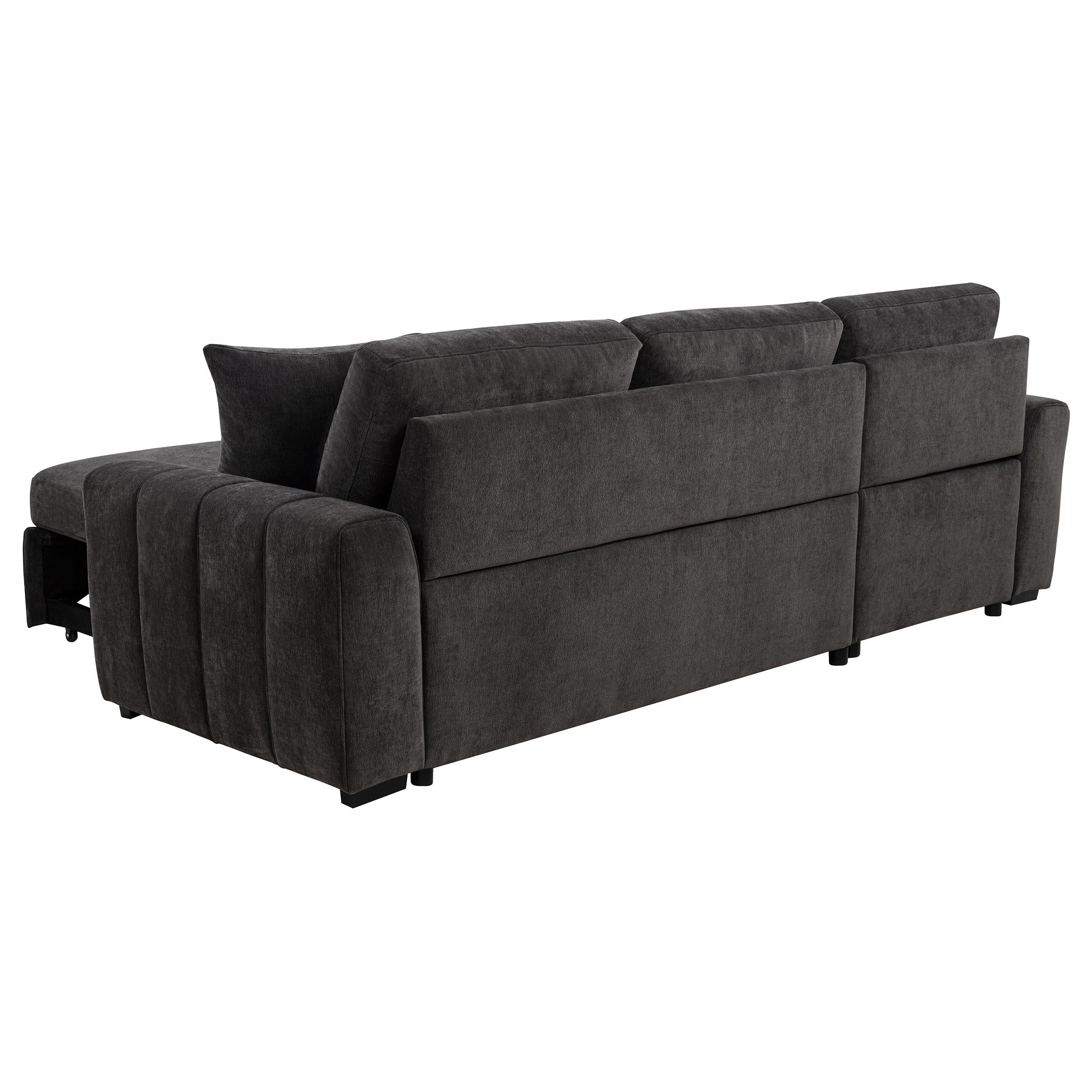  Coaster Furniture Pastrana 500349 Upholstered Sleeper Sectional Sofa LAF Chaise - Grey IMAGE 3