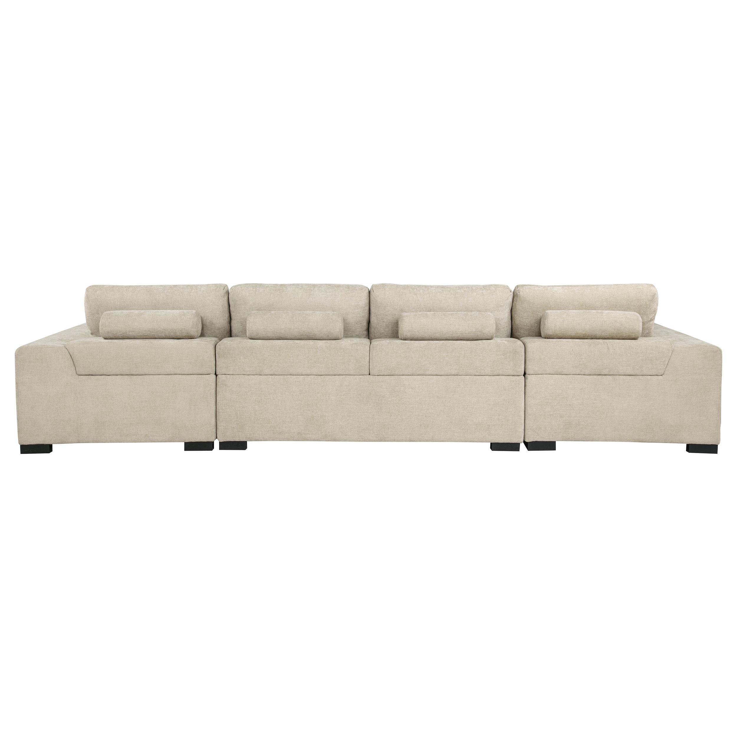  Coaster Furniture Cannella 500350 U-Shaped Double Chaise Upholstered Sectional Sofa - Beige IMAGE 2