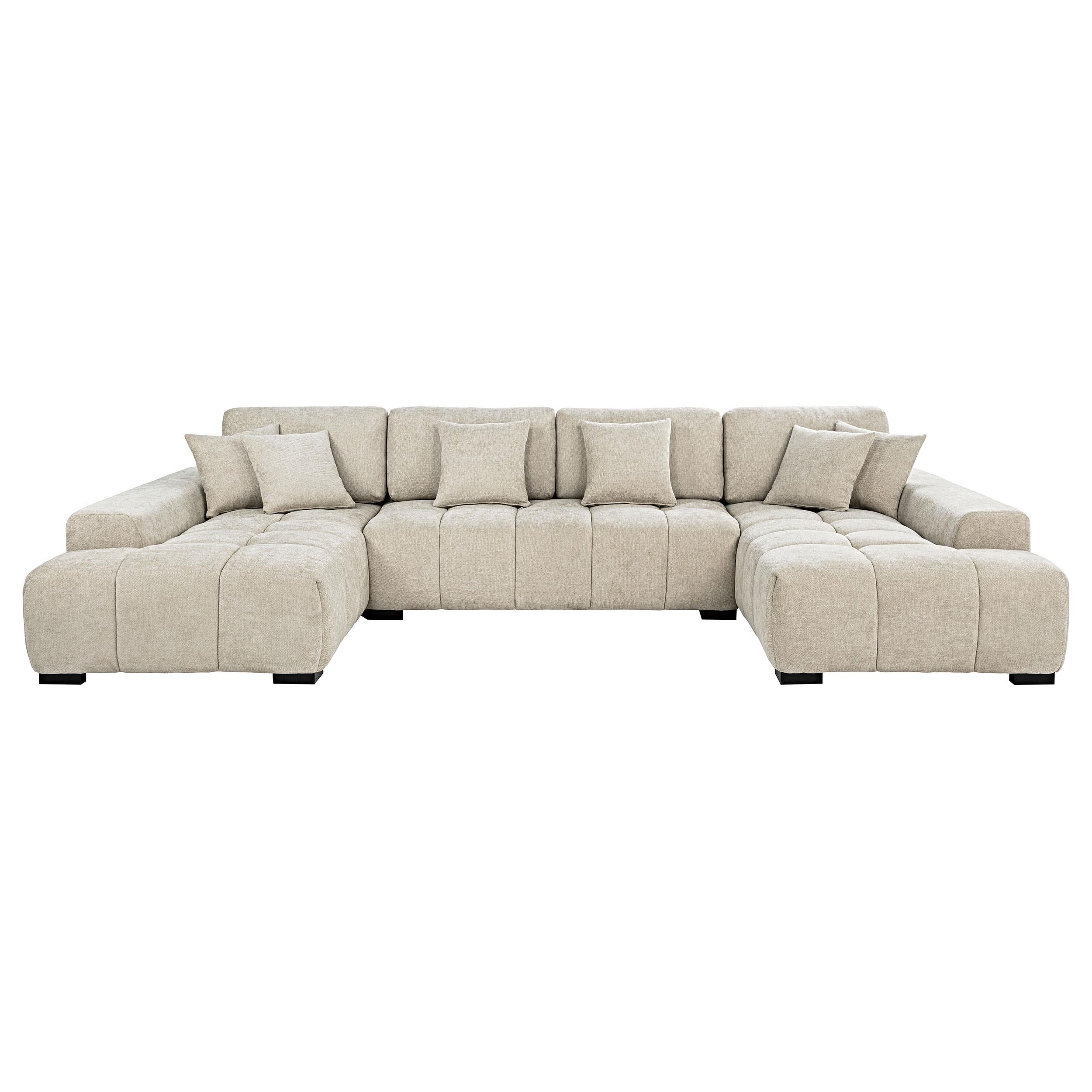 Coaster Furniture Cannella 500350 U-Shaped Double Chaise Upholstered Sectional Sofa - Beige IMAGE 3
