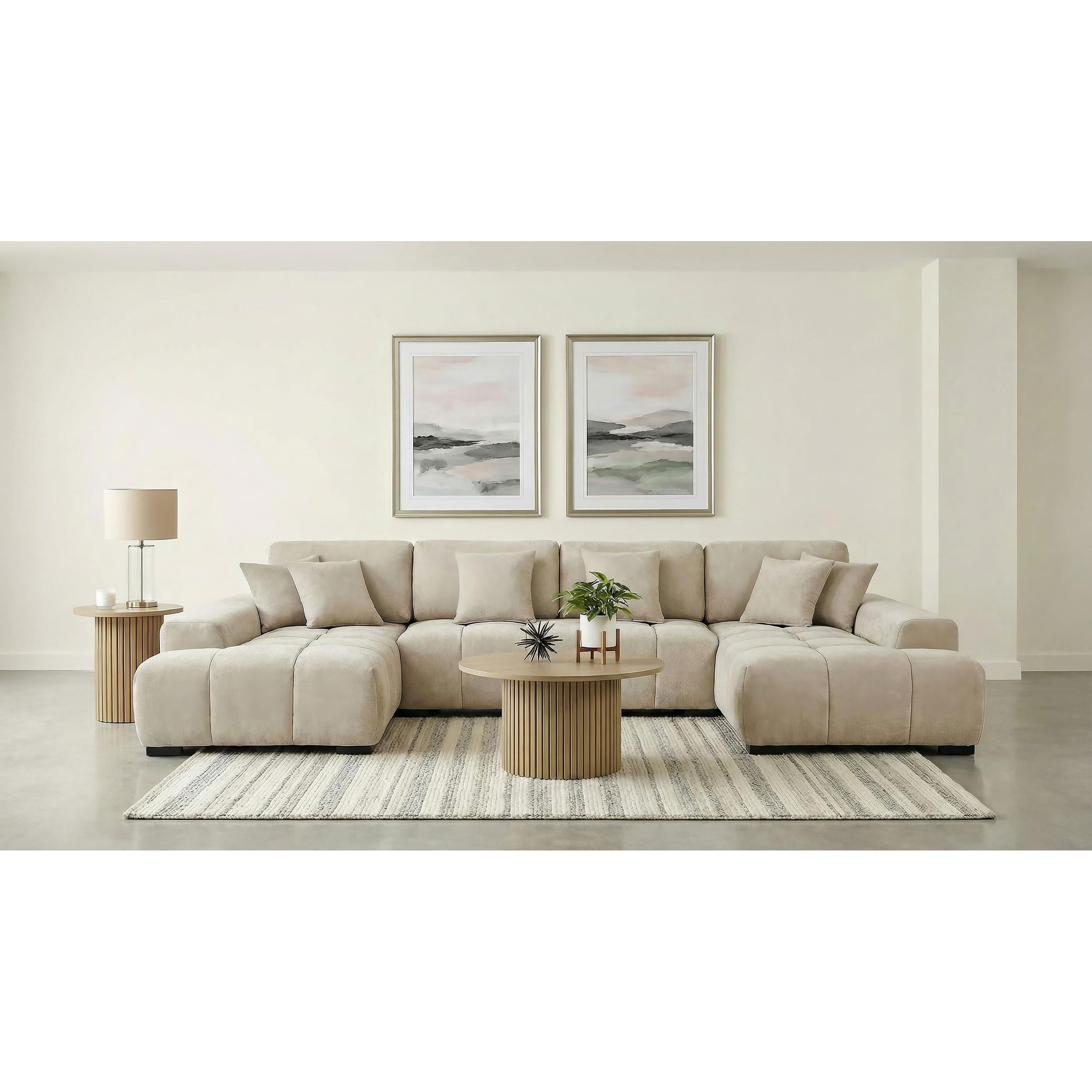  Coaster Furniture Cannella 500350 U-Shaped Double Chaise Upholstered Sectional Sofa - Beige IMAGE 4