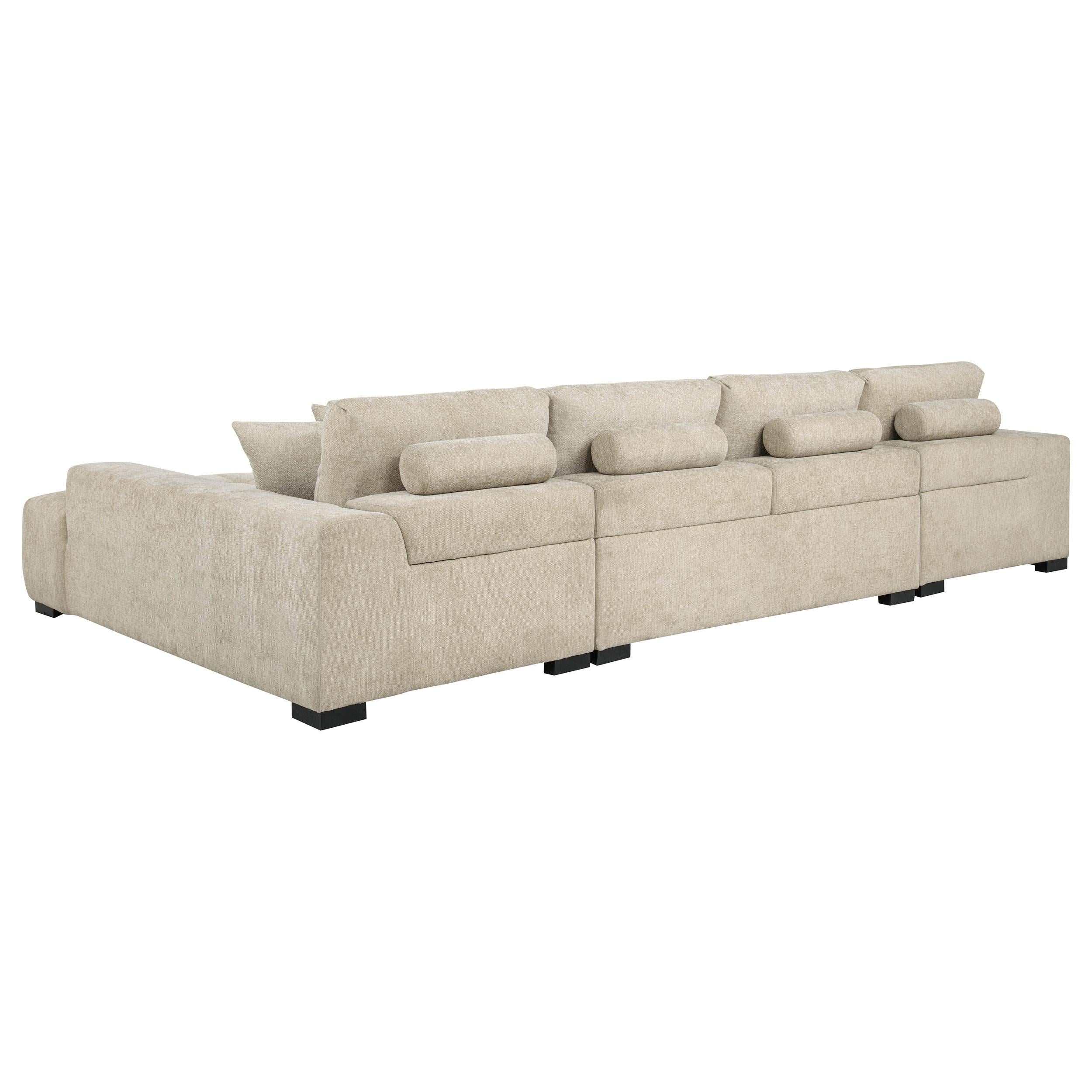  Coaster Furniture Cannella 500350 U-Shaped Double Chaise Upholstered Sectional Sofa - Beige IMAGE 5