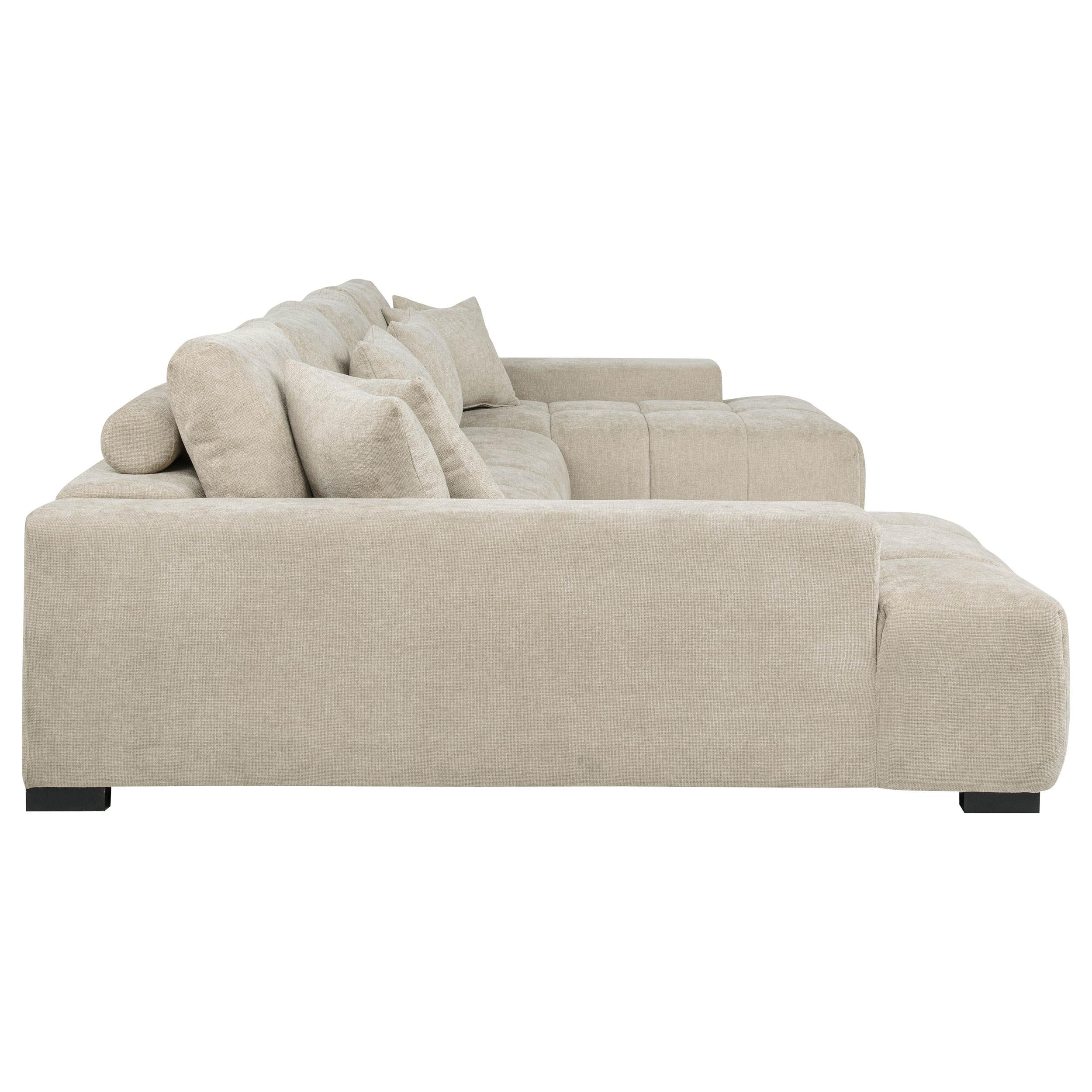  Coaster Furniture Cannella 500350 U-Shaped Double Chaise Upholstered Sectional Sofa - Beige IMAGE 6