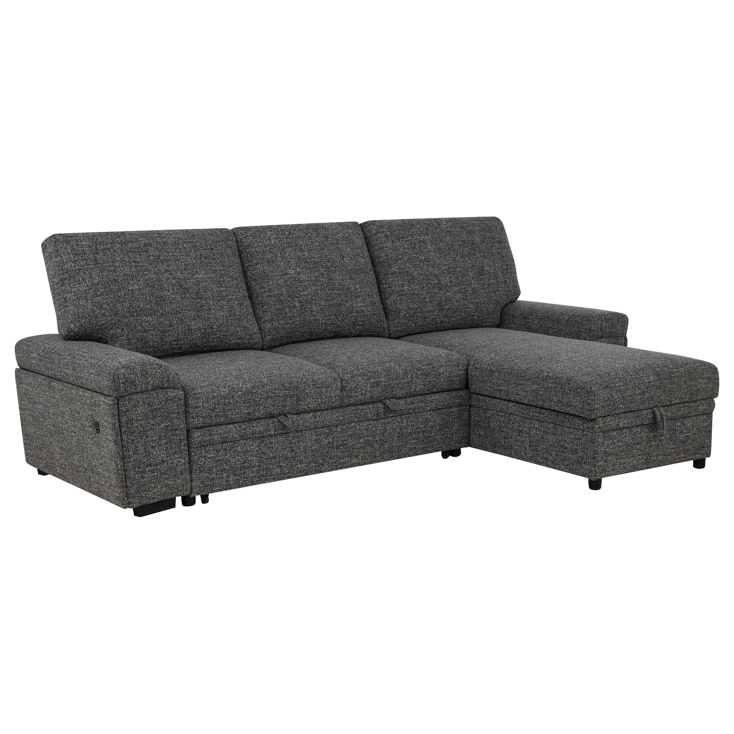  Coaster Furniture Demko 500355 Sleeper Sectional Sofa with Speaker and Storage Chaise - Granite IMAGE 1
